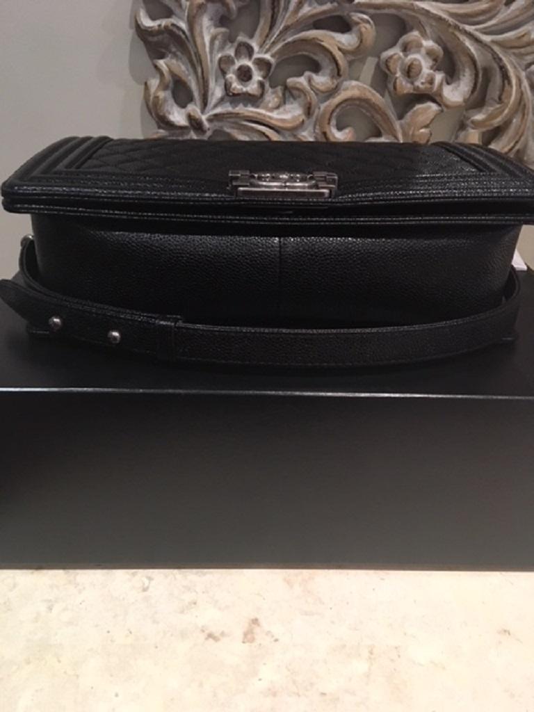 Chanel BRAND NEW Caviar Boy Bag - New Medium size with Ruthenium Hardware  For Sale 5