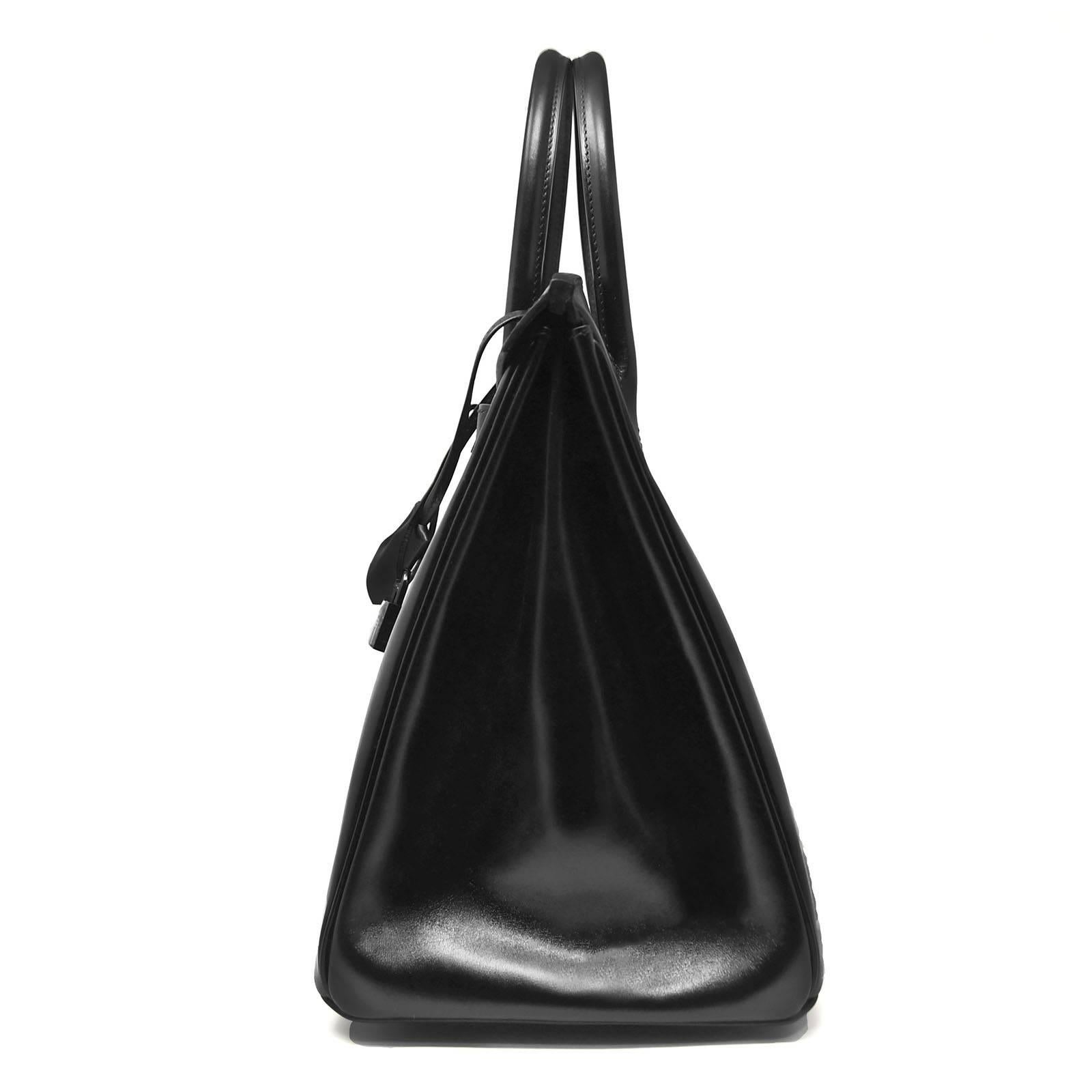 Hermes Birkin Bag 35cm So Black Box Calf BHW In New Condition For Sale In Newport, RI