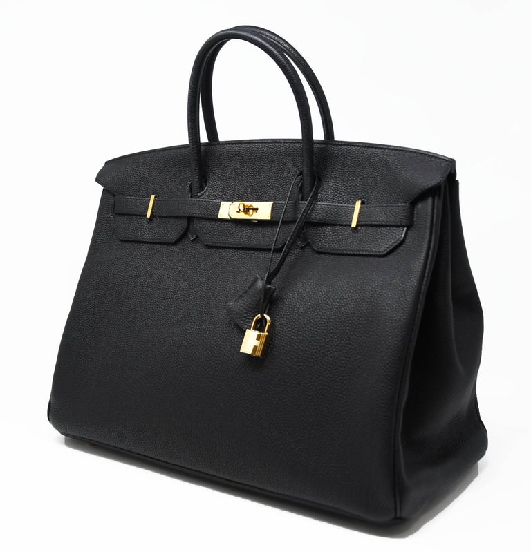 Hermes Birkin Bag 40cm Black with Gold Hardware For Sale at 1stdibs