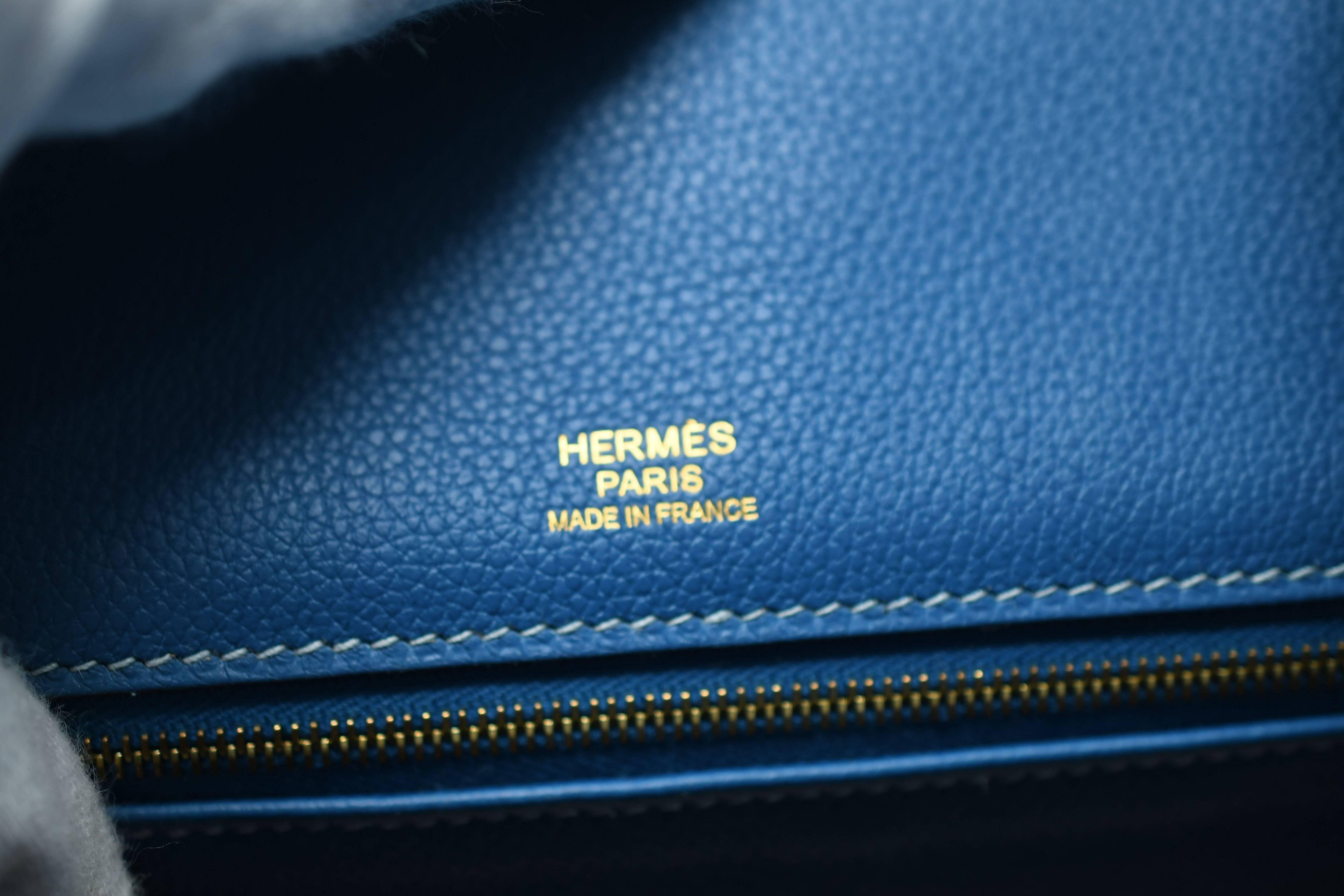 Hermes Birkin Bag 30cm Blue Thalassa Suede with Blue Leather Trim with GHW In Excellent Condition In Newport, RI
