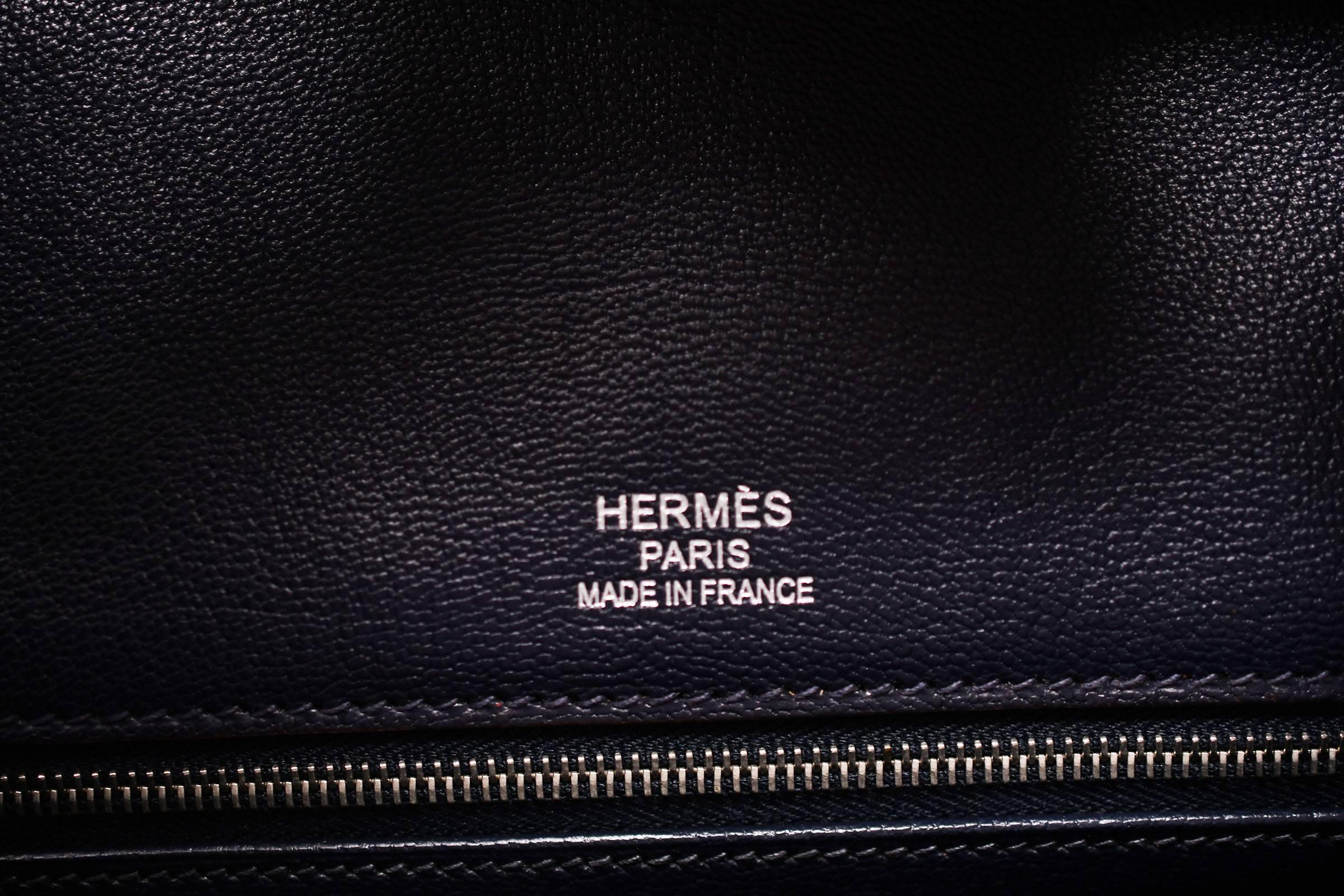 Hermes Birkin Club Bag 35cm Indigo Barenia Red Toile PHW For Sale 1