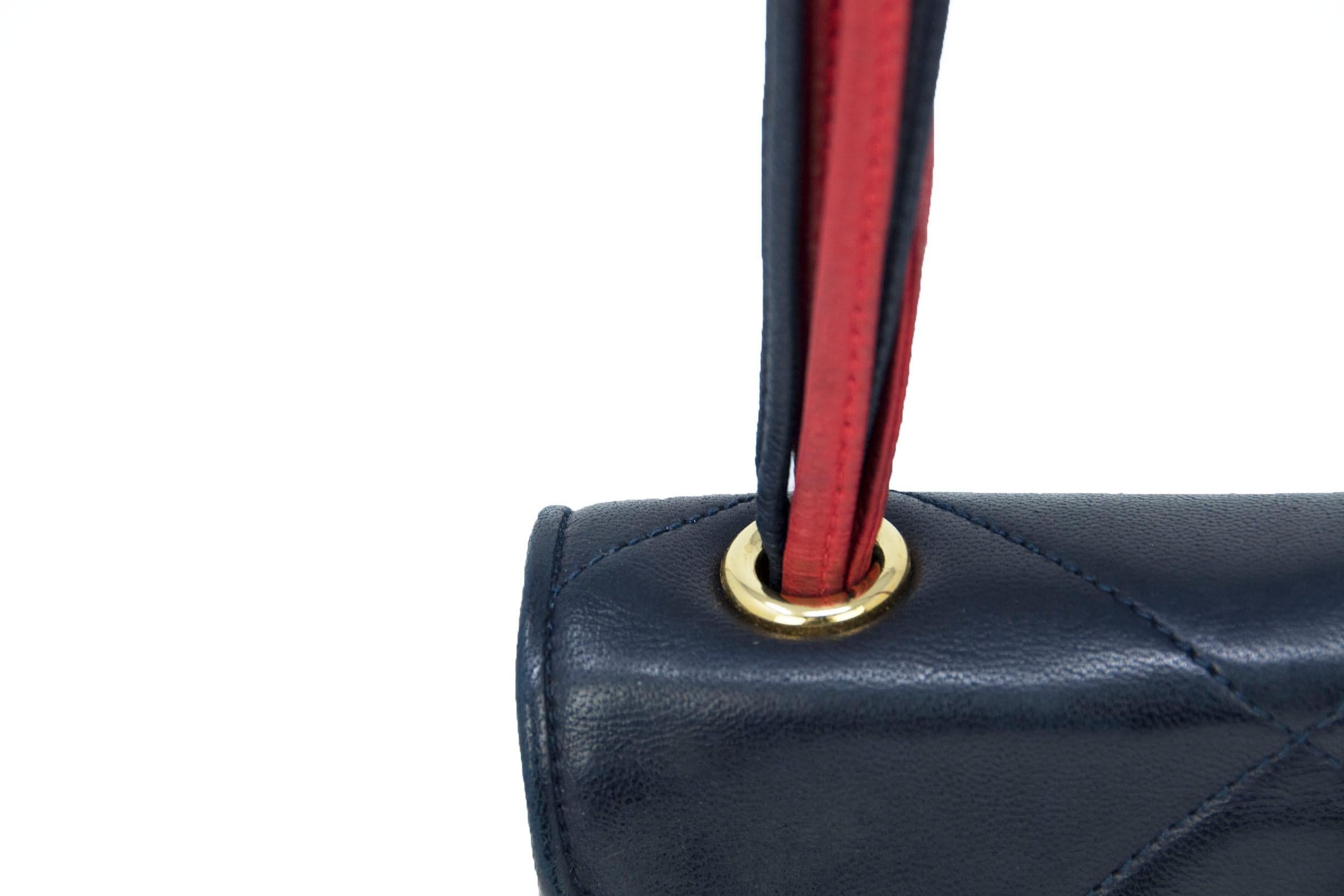 Vintage Chanel Red & Black Quilted Leather Handbag For Sale 4
