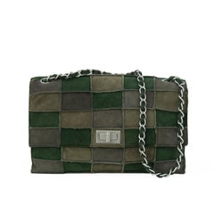 Chanel Green Patched Suede Double Flap Bag