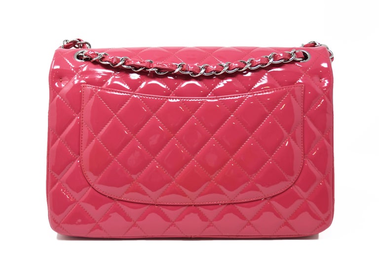 Chanel Jumbo Double Fold Bag in Pink Patent Leather For Sale at 1stDibs ...