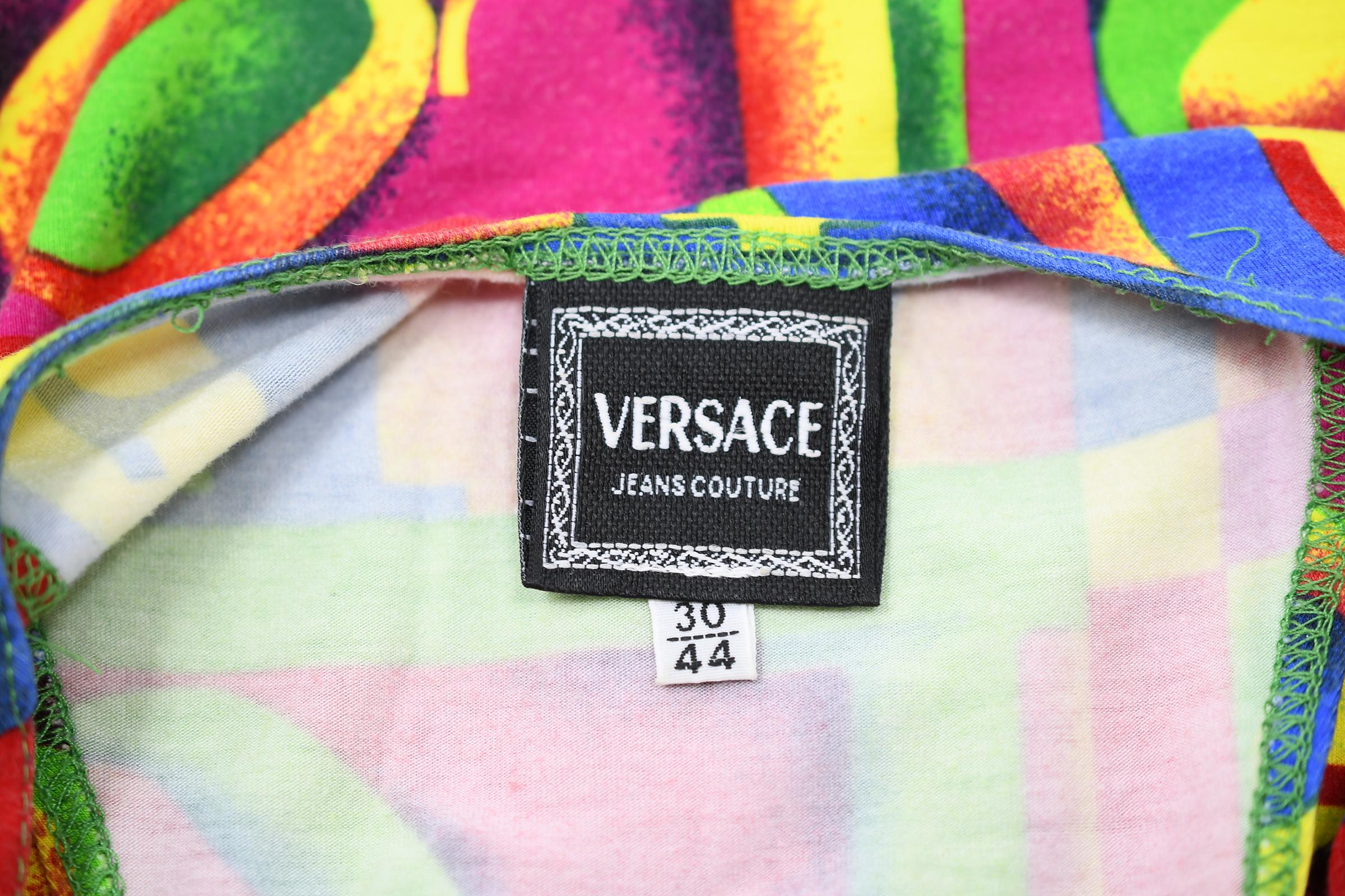 Women's Vintage Versace LOVE Print Knit Jersey Dress - Size IT 44 For Sale