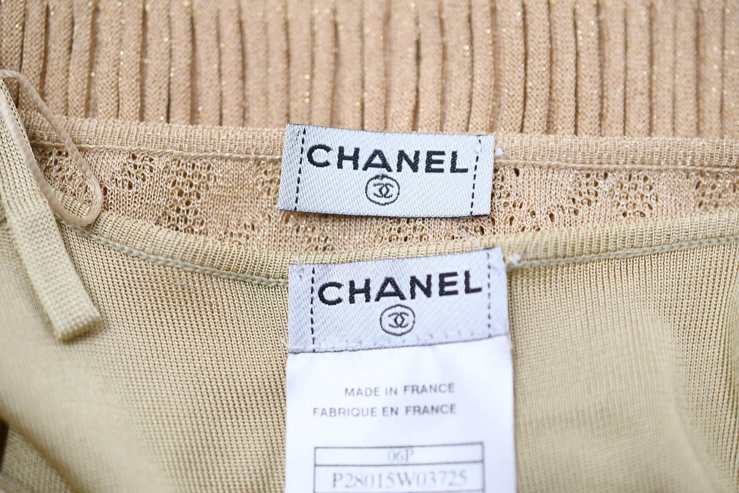 Chanel Gold Knit Two Tiered Dress - Size FR 36 For Sale 3