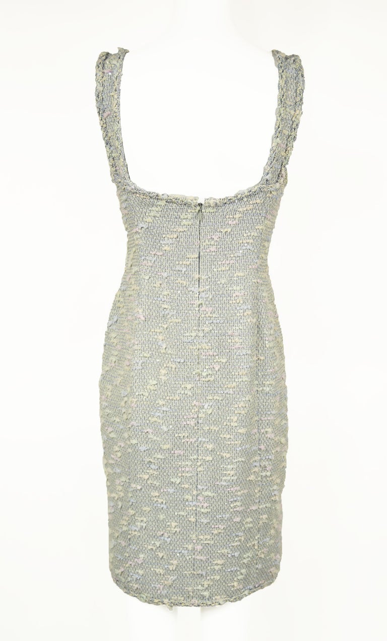 Chanel Light Blue Patel Tweed Dress Size FR 36 at 1stDibs