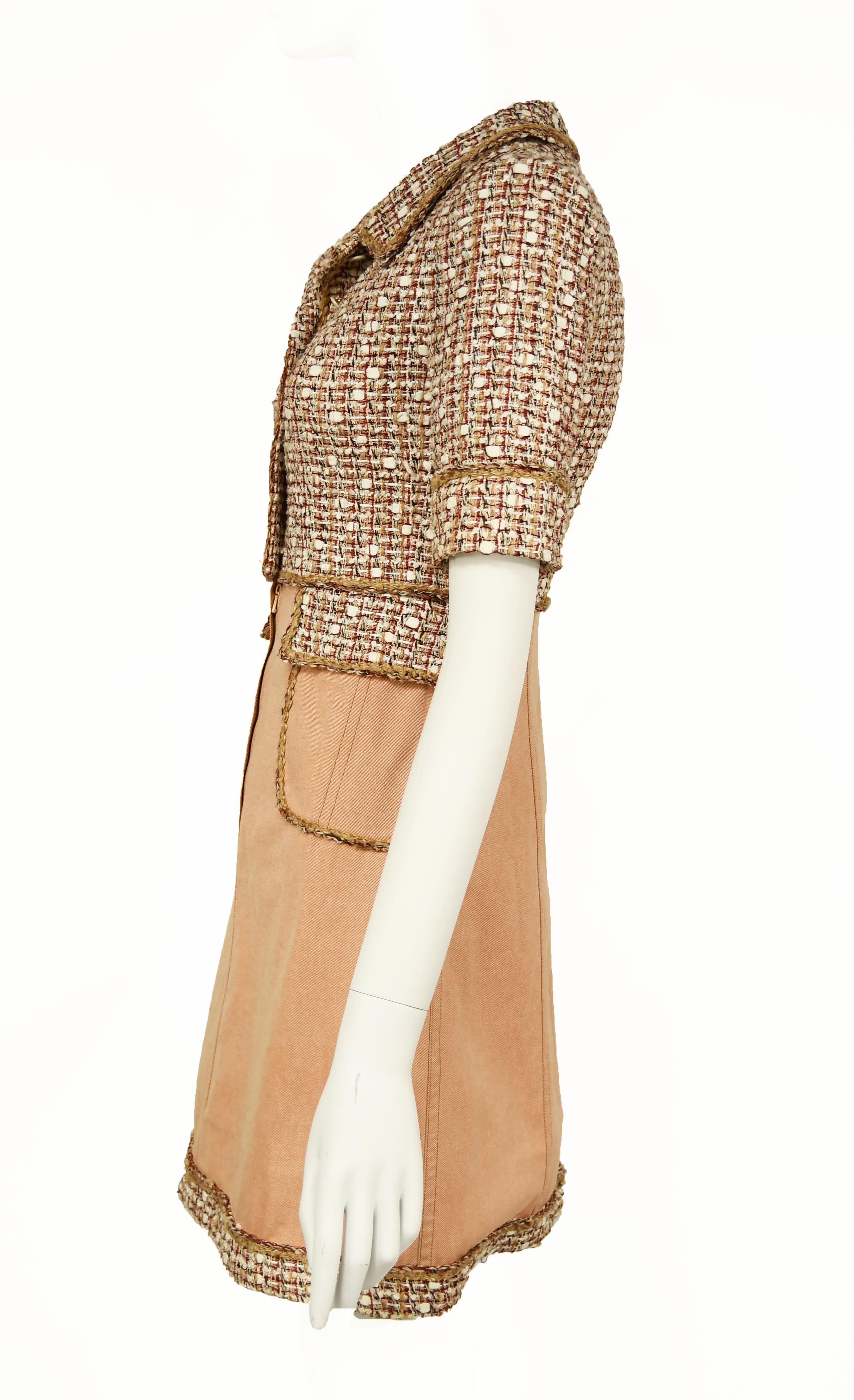 Chanel Tweed & Twill A-Line Dress - Size FR 34 (Beige)