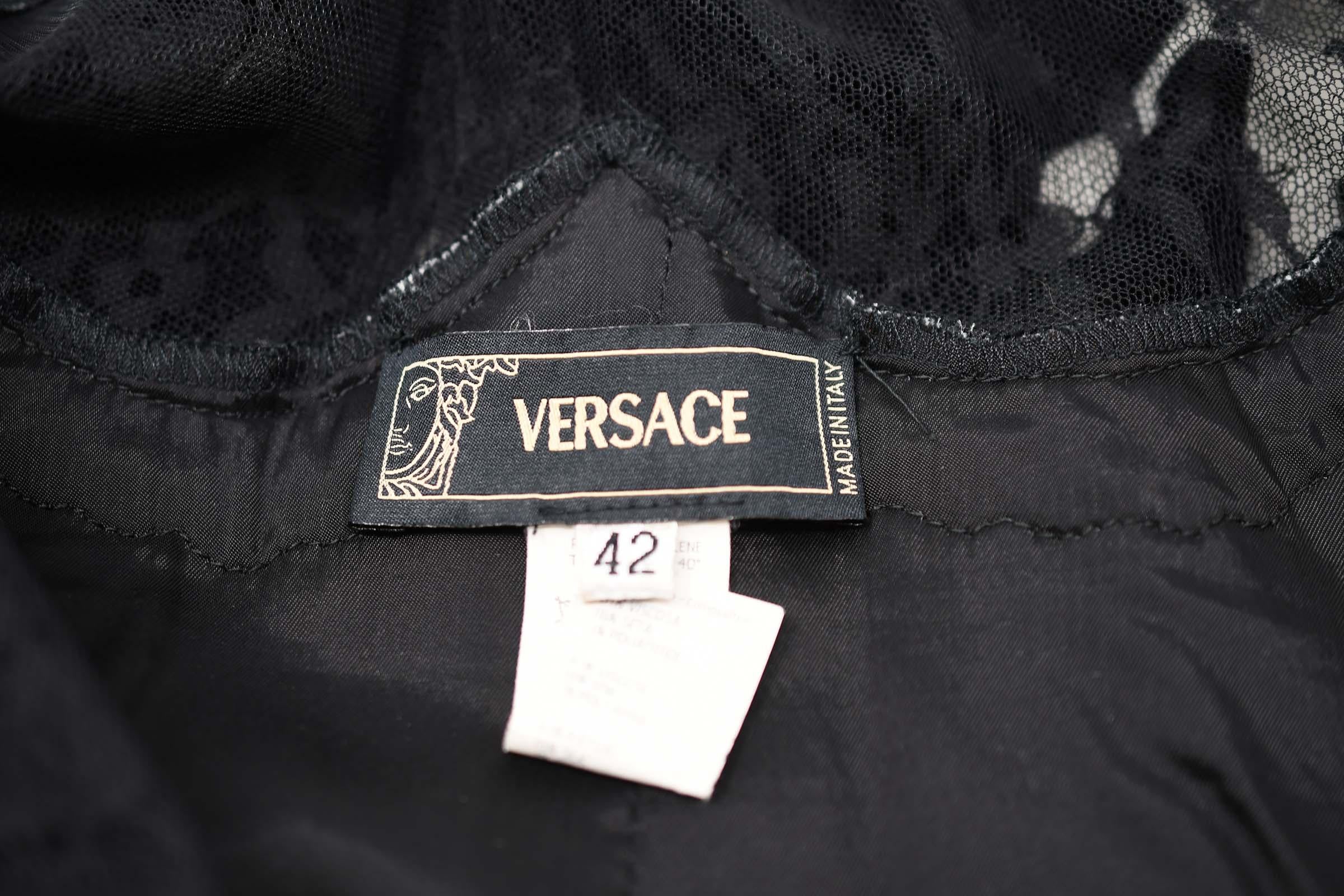 Versace Black & White Velvet Dress - Size IT 42 For Sale 1