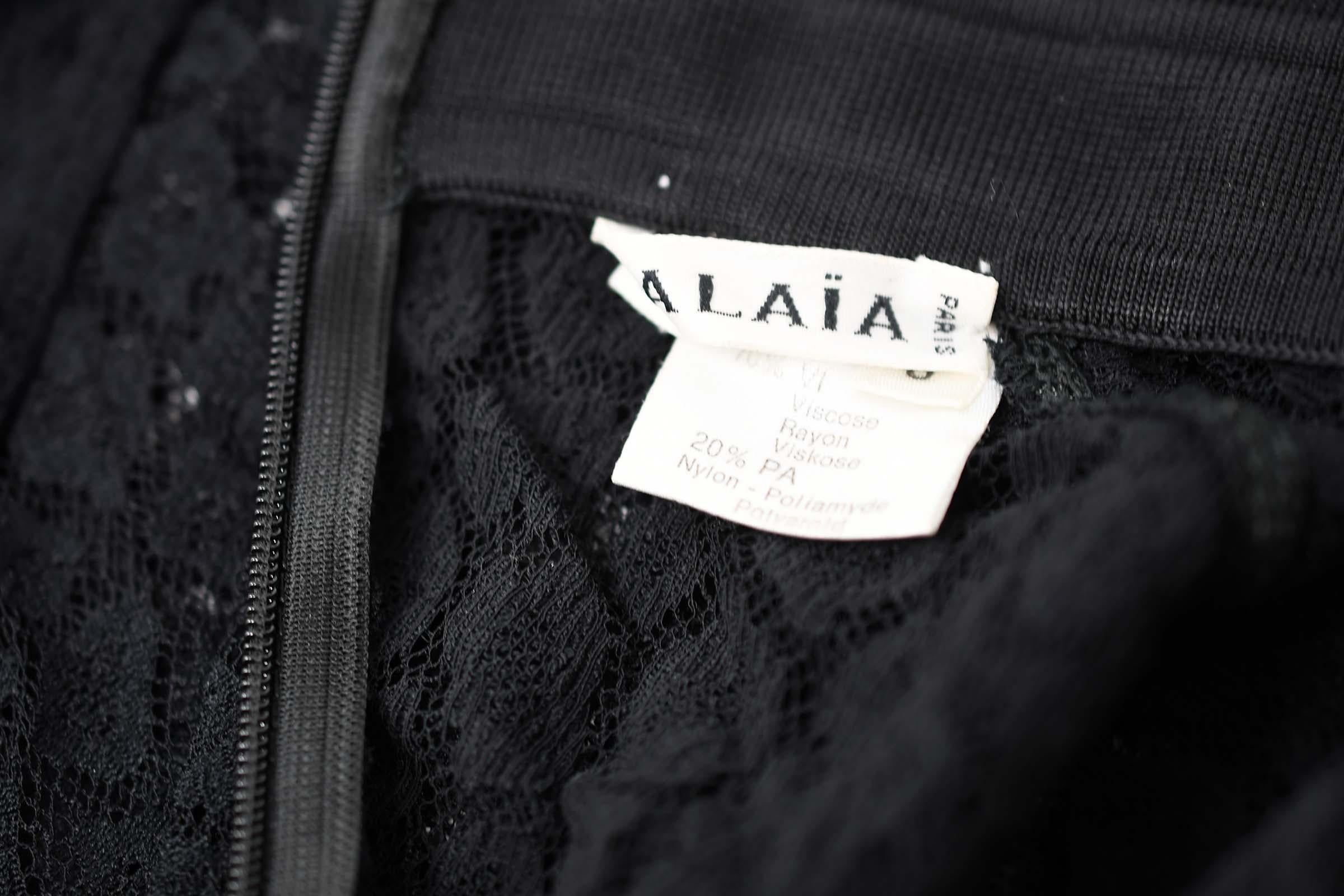 Women's Vintage Alaia Black Leopard Lace Bodysuit - Size S