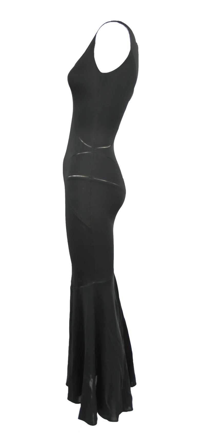 Vintage Alaia Black Tea Length Gown Size S For Sale at 1stDibs