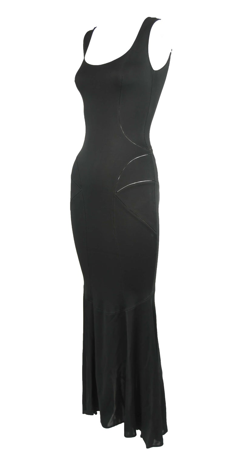 Vintage Alaia Black Tea Length Gown Size S For Sale at 1stDibs