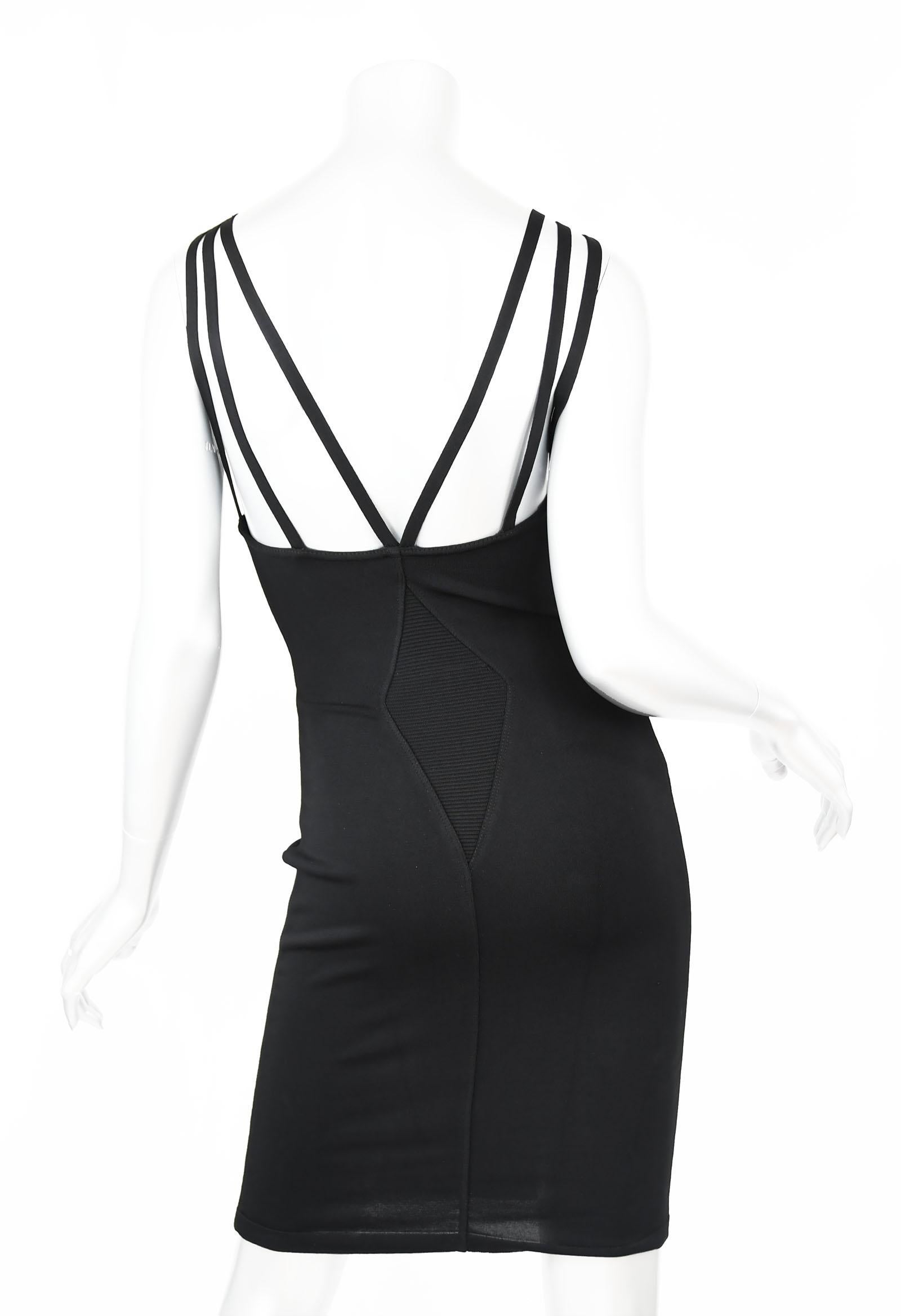 Vintage Alaia Fitted Black Strappy Dress - Size S In Excellent Condition For Sale In Newport, RI