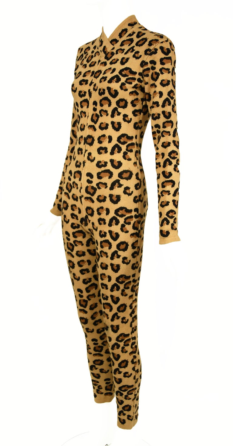 Vintage Alaia Leopard Long Sleeve Jumpsuit Size XS at 1stDibs alaia