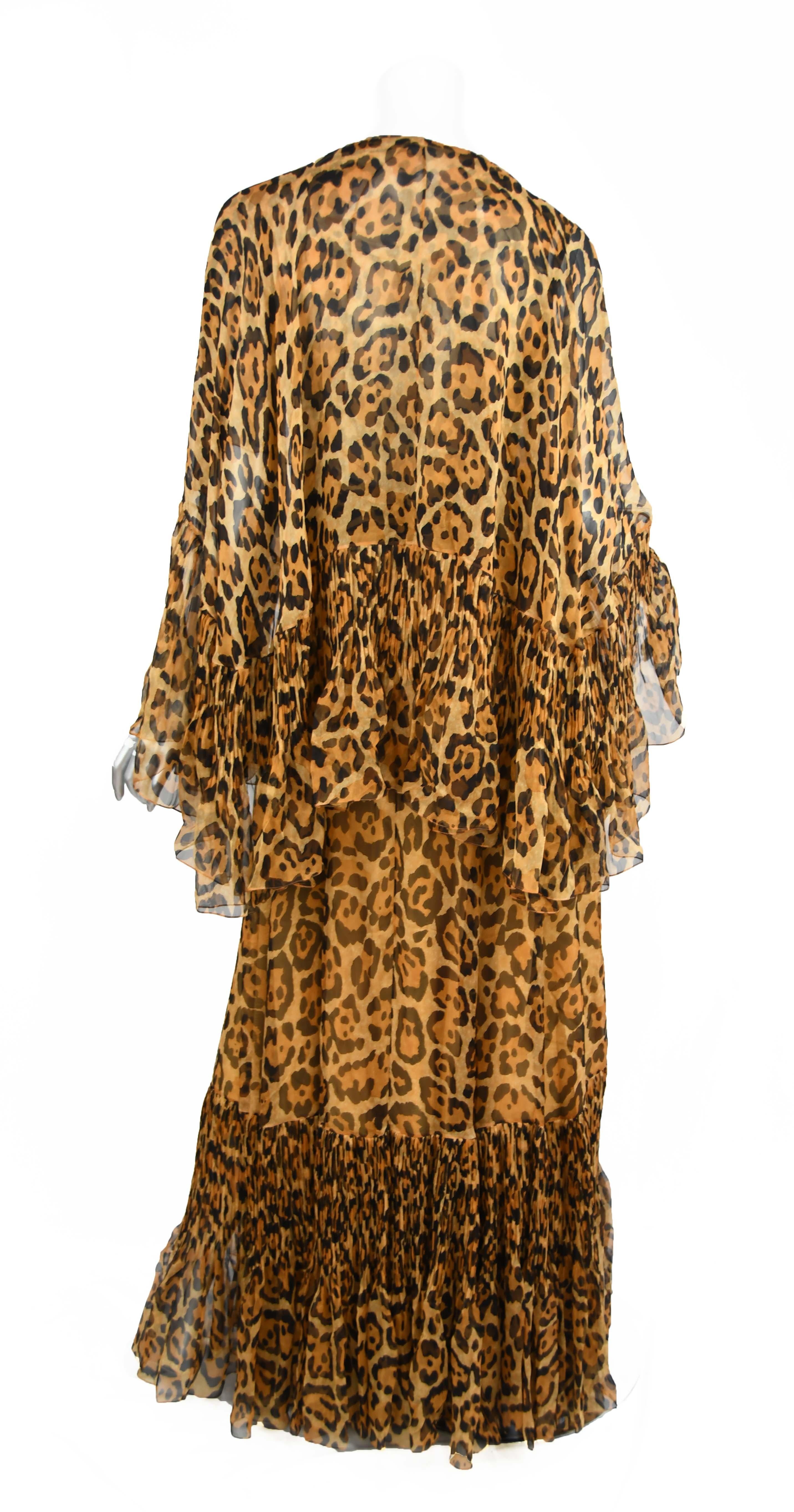 Brown Christian Dior Silk Leopard Gown  For Sale