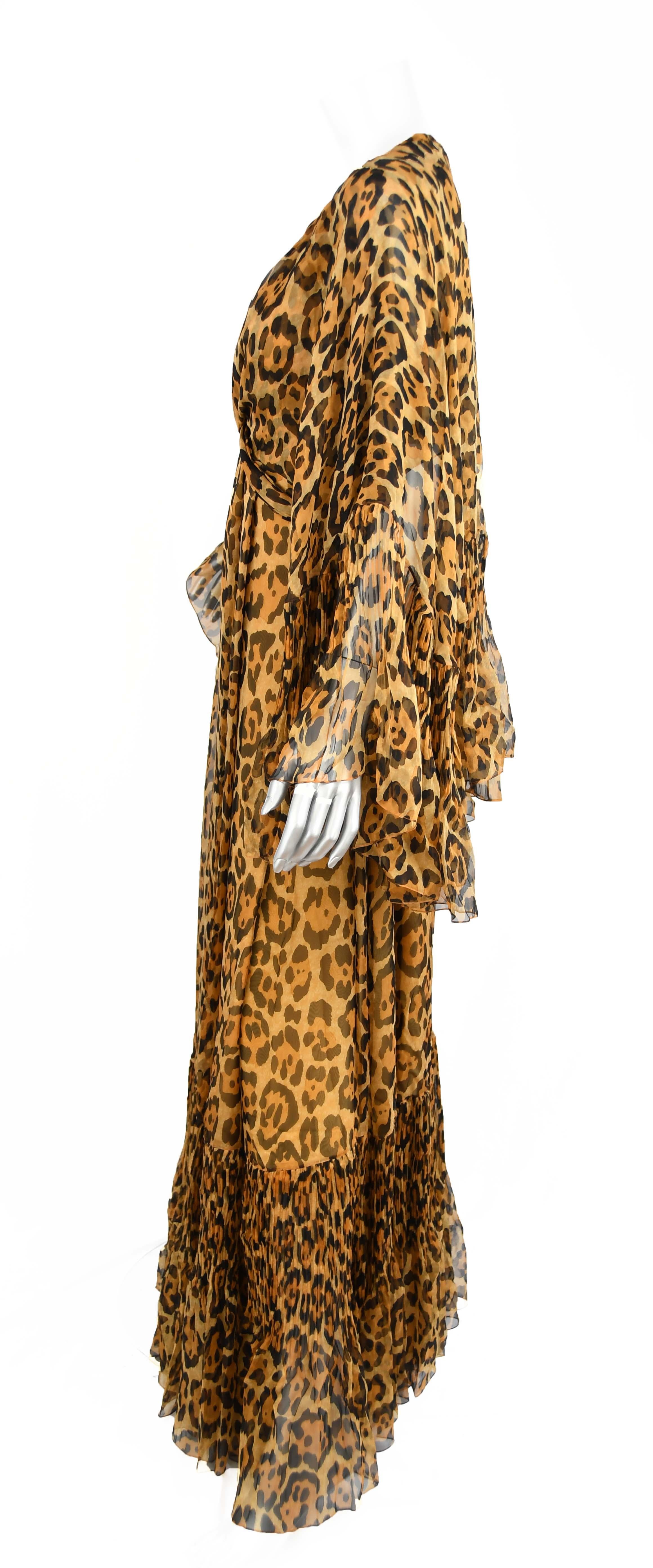 Christian Dior Silk Leopard Gown  In New Condition For Sale In Newport, RI