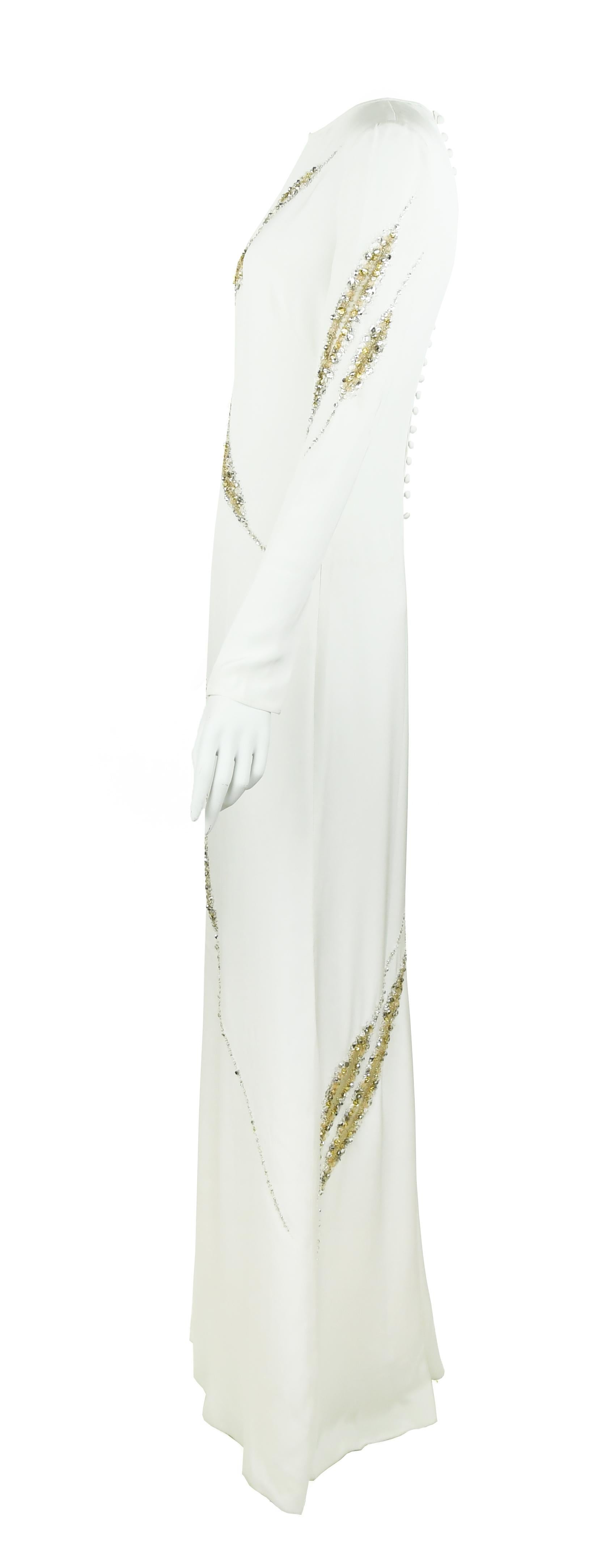 Gray Pucci Long Sleeve Silk Gown with Beading - Size US 2 For Sale