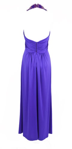 Vintage Azzaro Purple Jersey Beaded Gown - Size XS