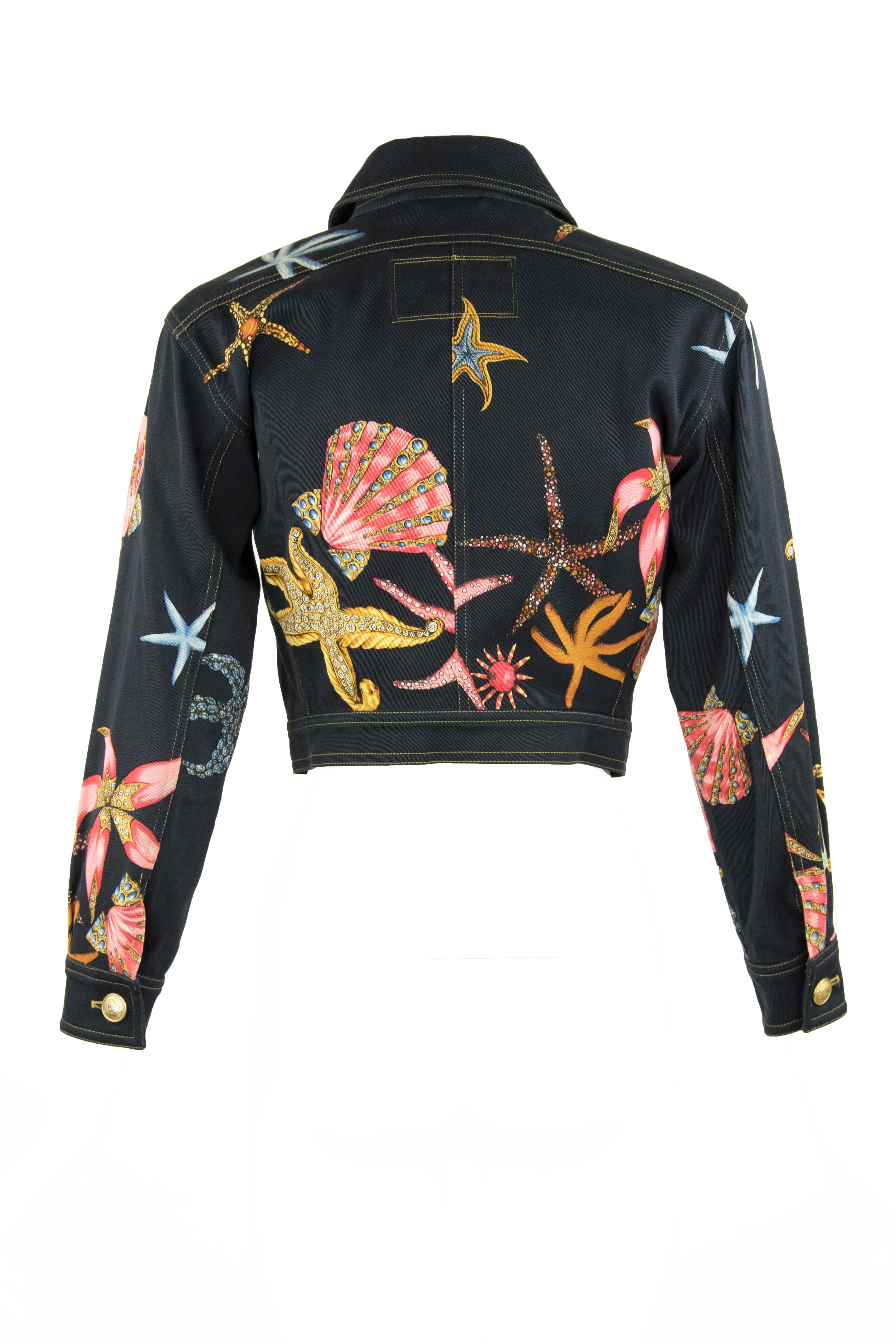Black Vintage Gianni Versace Starfish Jacket - Size XS/S For Sale