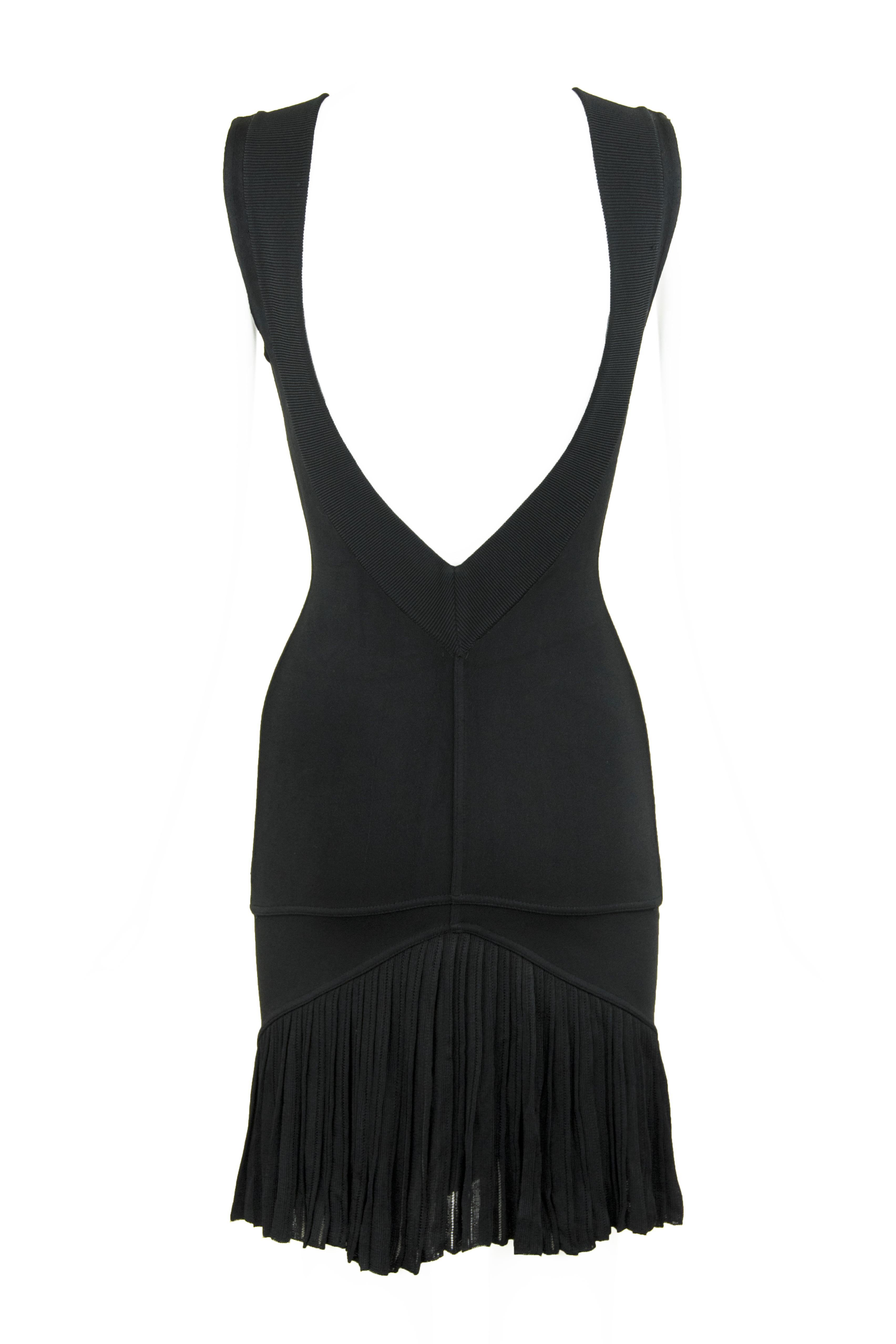 Vintage Alaia Black Knit Pleated Dress - Size XS In Excellent Condition For Sale In Newport, RI