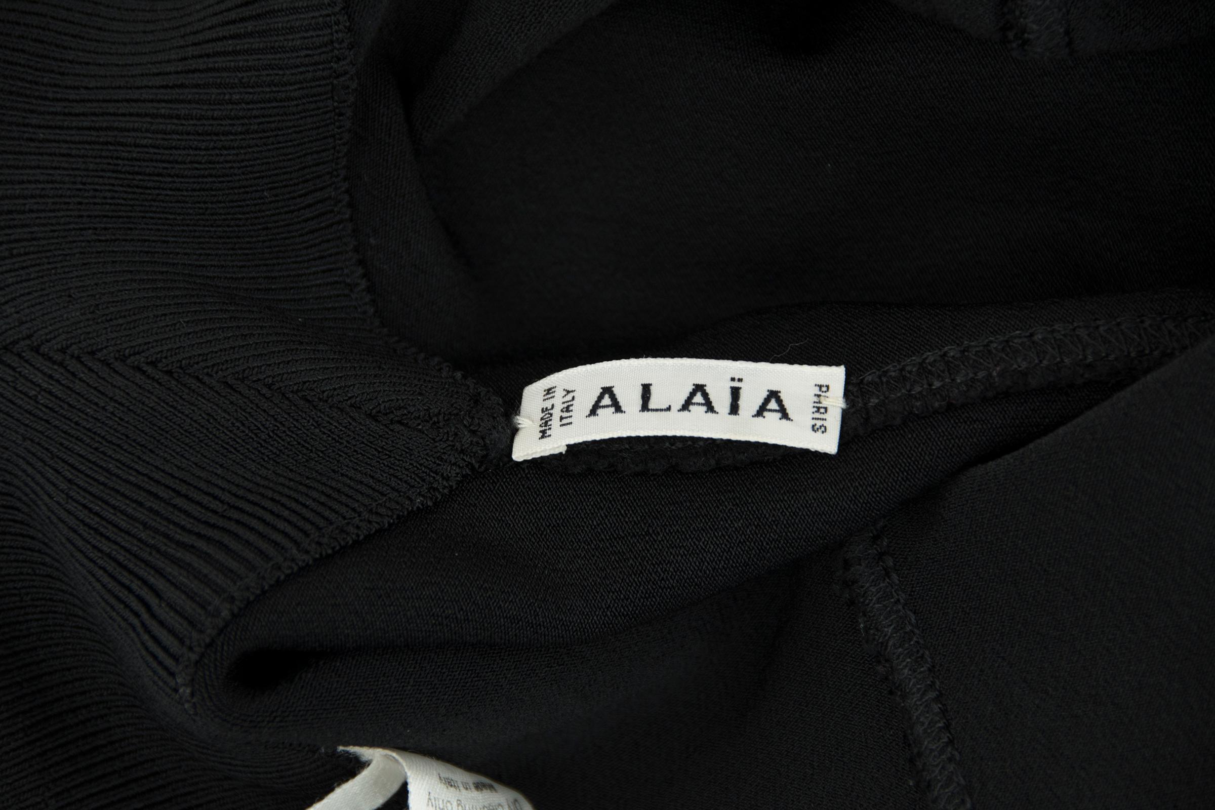 Vintage Alaia Black Knit Pleated Dress - Size XS For Sale 2