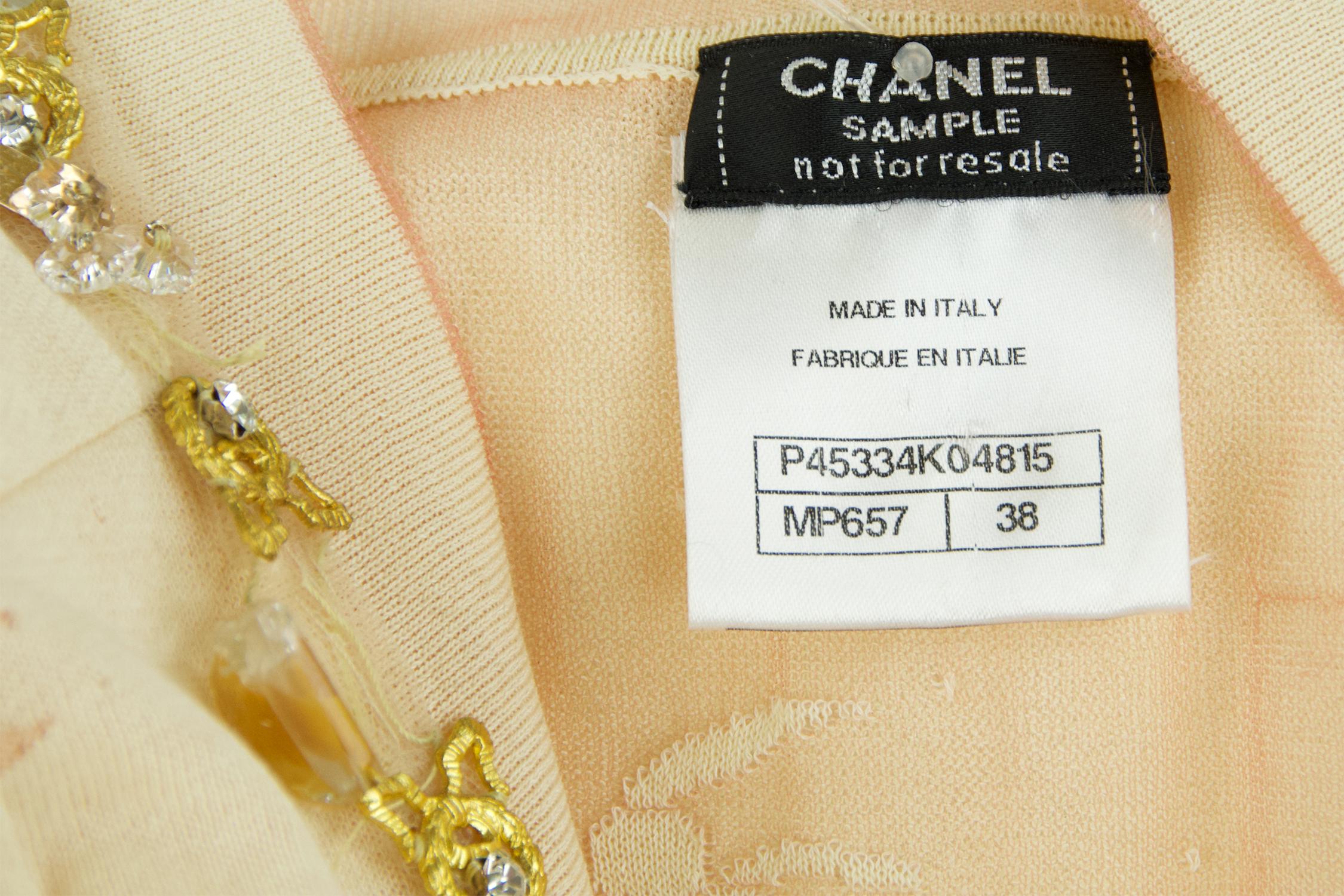 Vintage Chanel Peach & Gold Cardigan - FR 38 For Sale 4