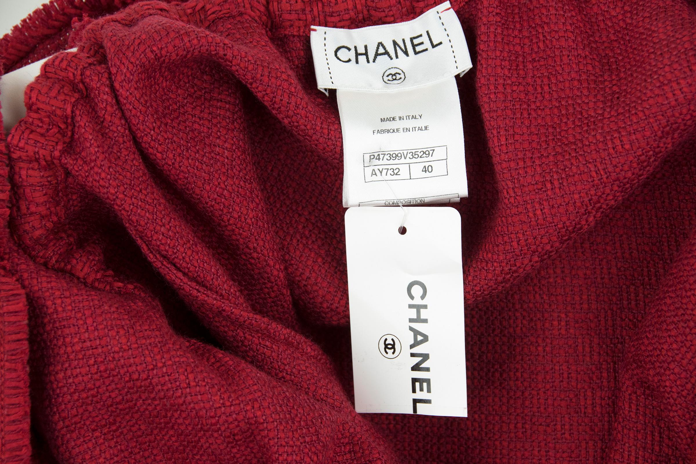 Chanel Red Tweed Sleeveless Dress For Sale 2