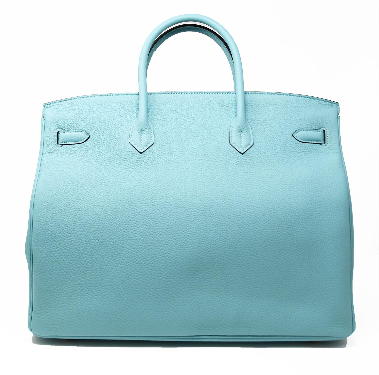 Hermes Birkin Bag 40cm Blue Atoll Clemence GHW (Blau) im Angebot