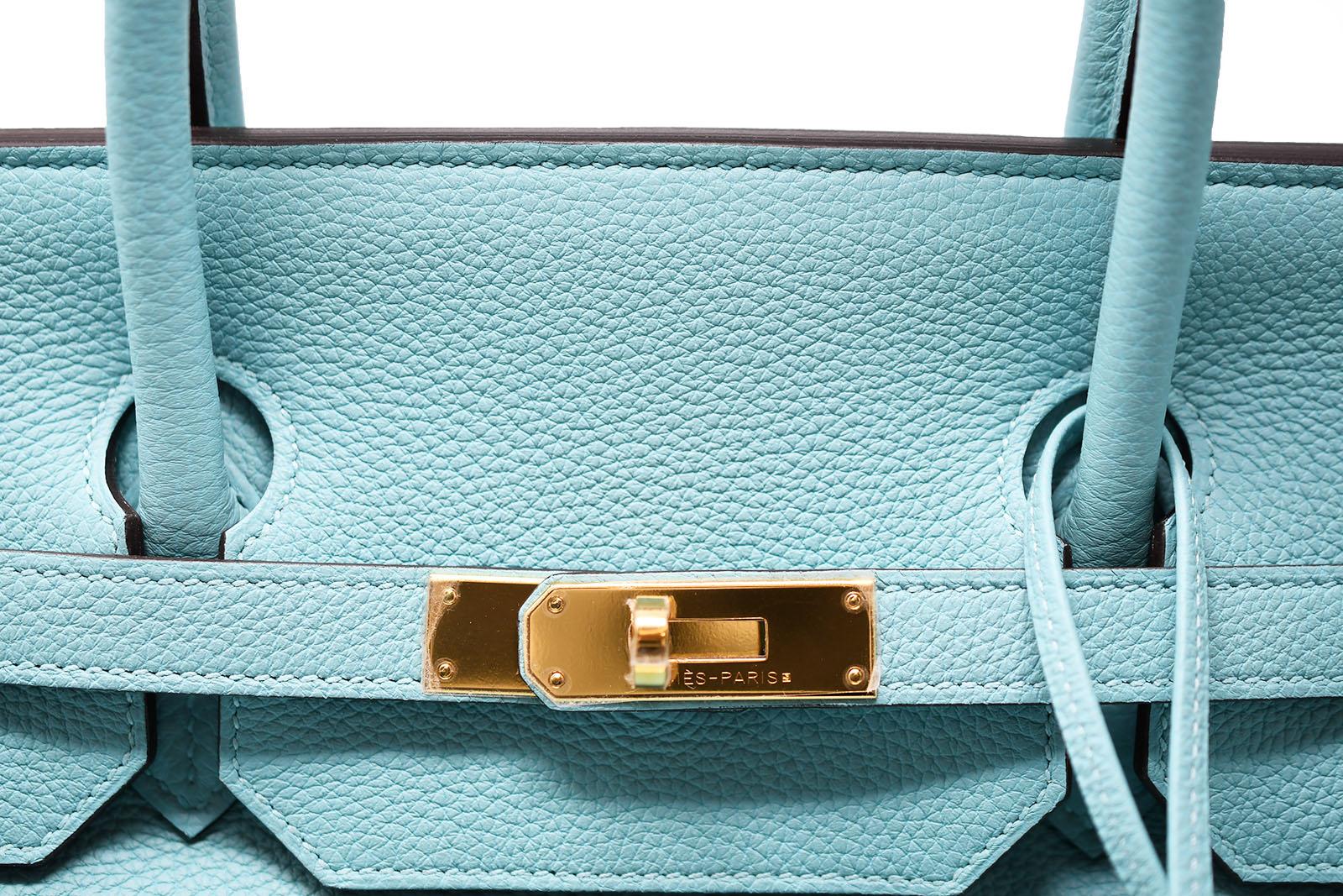 Hermes Birkin Bag 40cm Blue Atoll Clemence GHW Damen im Angebot