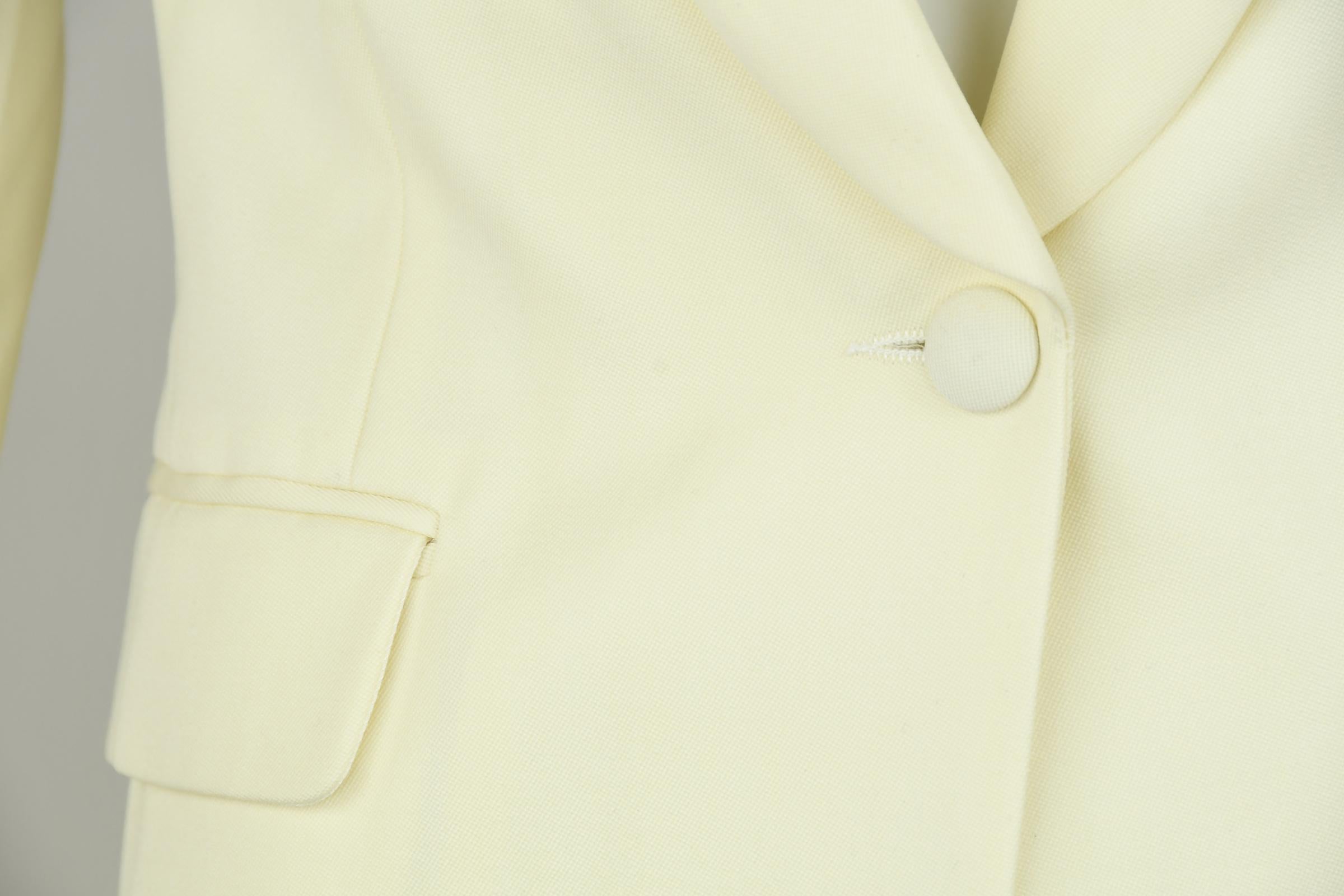 Balmain Off White Shawl Collar Blazer - Size FR 34 For Sale 2