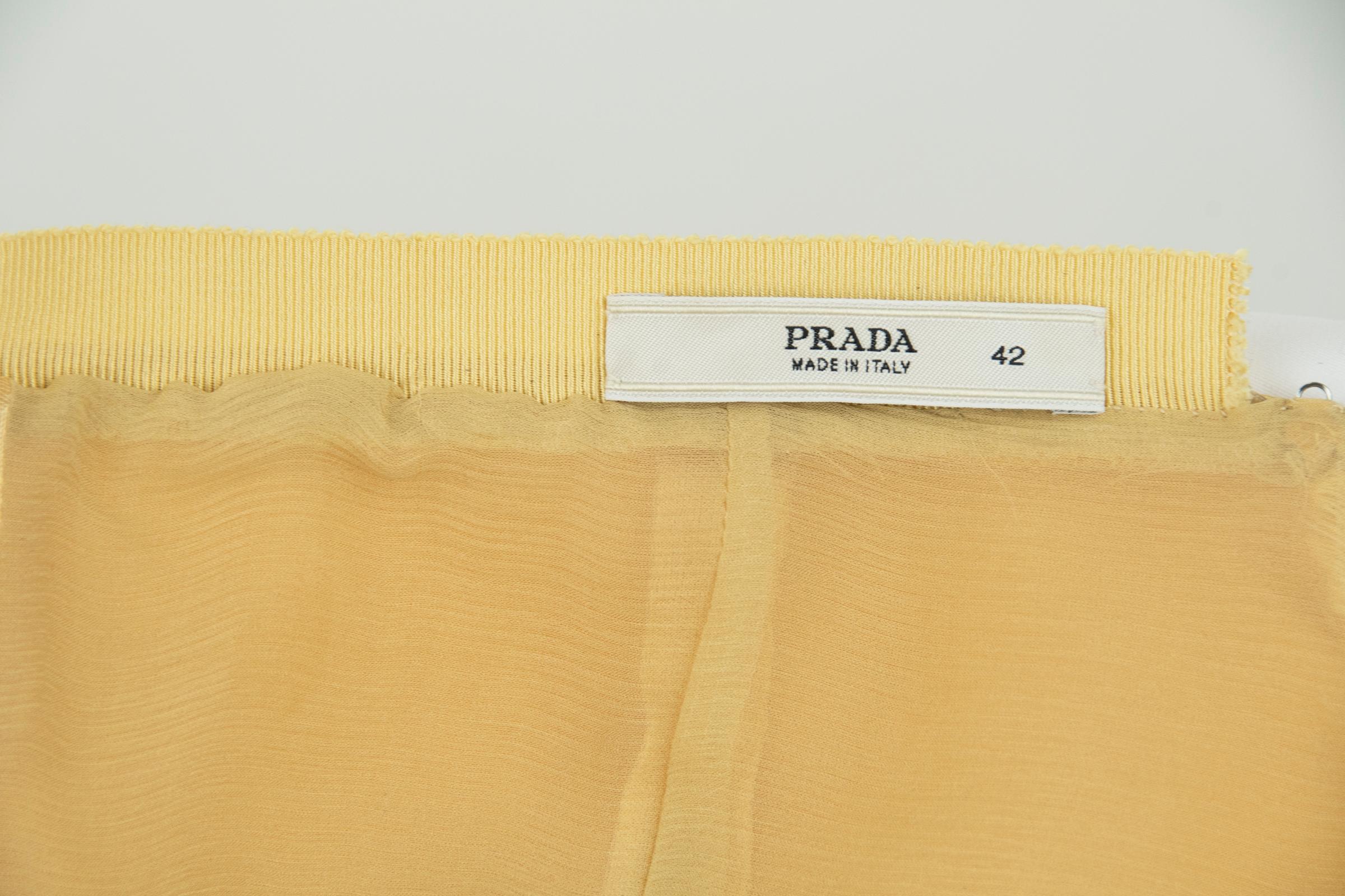 Prada Yellow Silk & Wool Sleeveless Dress - Size IT 42 For Sale 2
