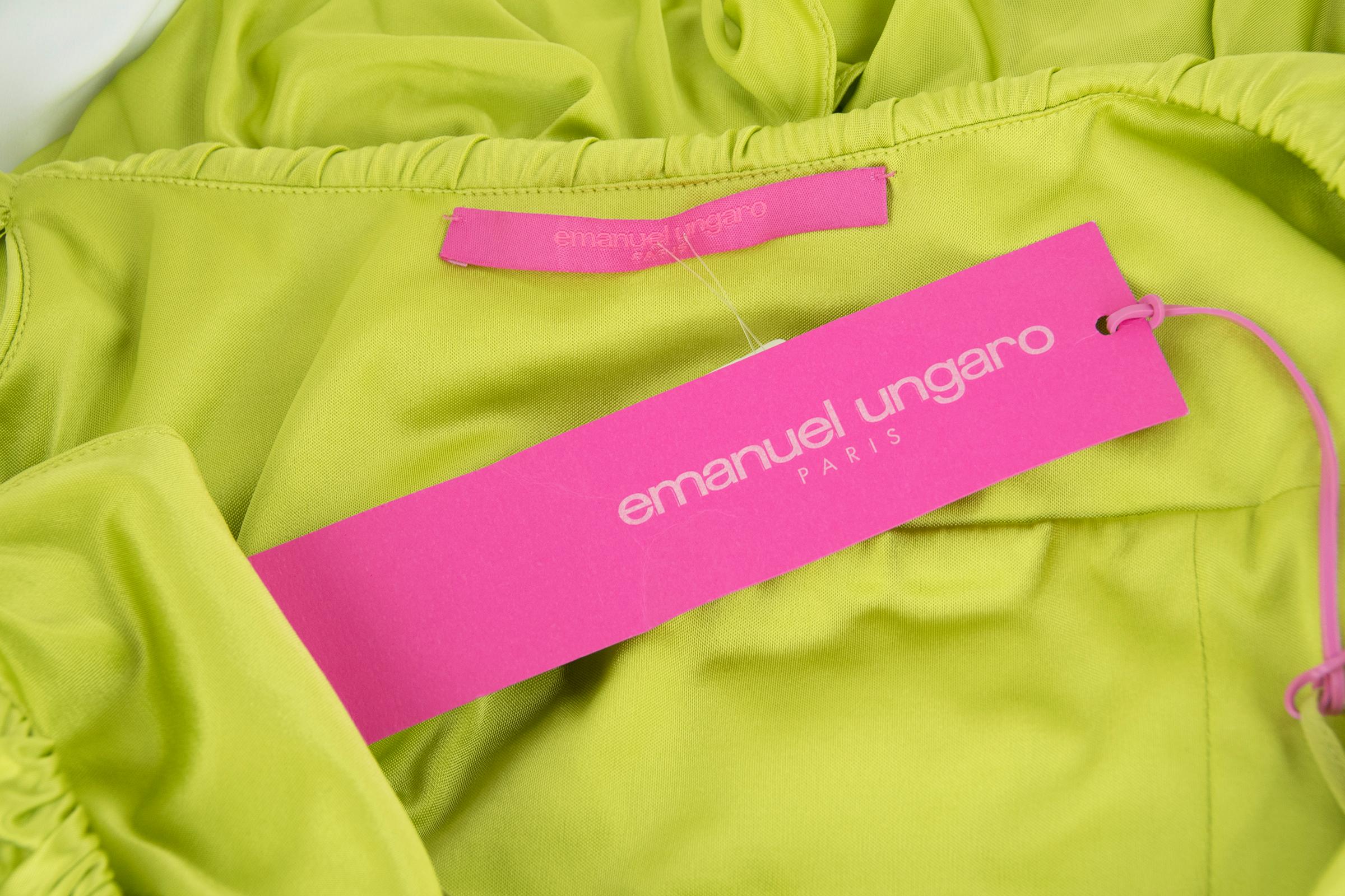 Emanuel Ungaro Bright Green Silk Jersey Dress - Size IT 40 For Sale 1
