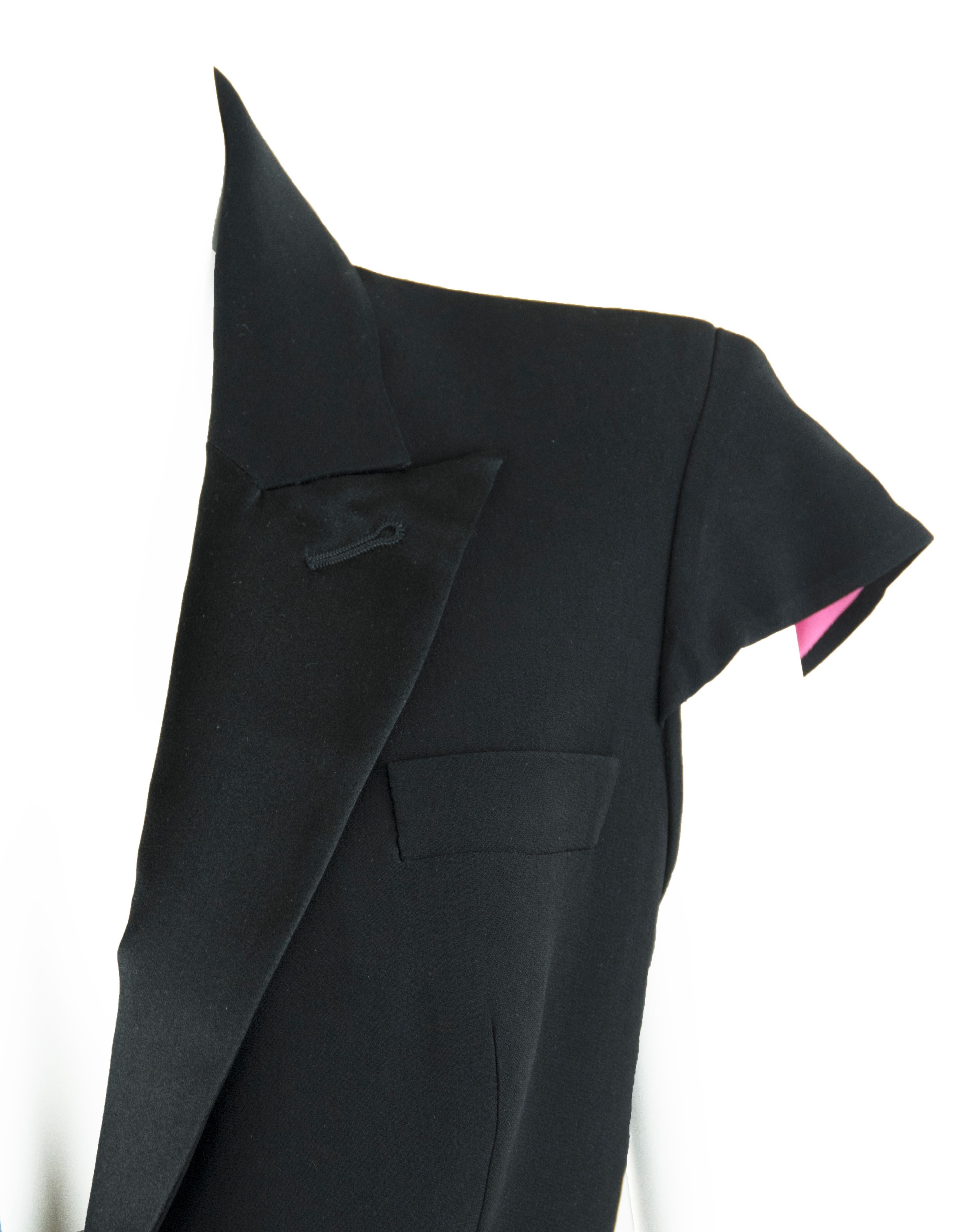 Alexander McQueen Black Jumpsuit with Satin Lapel Spring 2008 Collection In Excellent Condition For Sale In Newport, RI