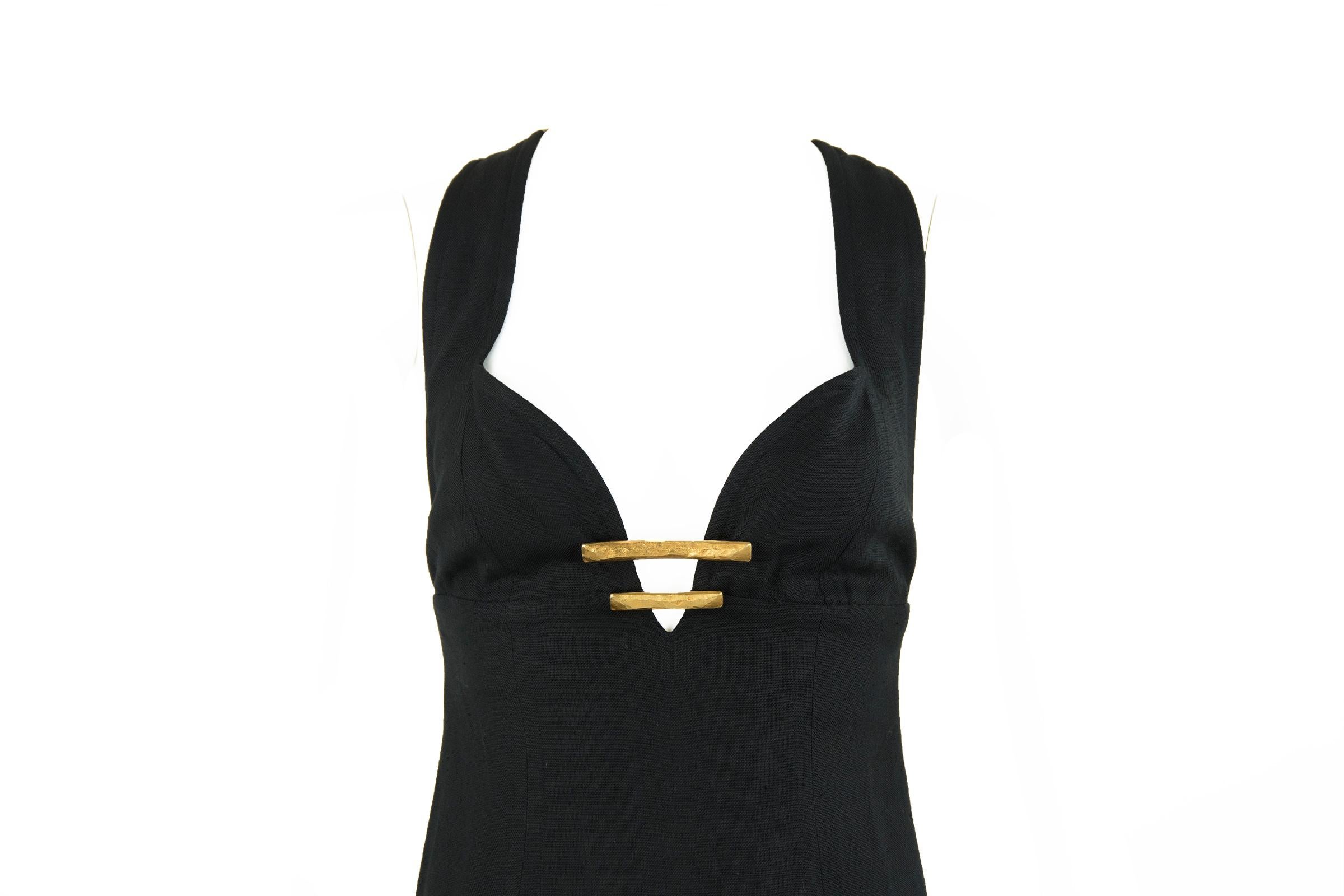 Christian Lacroix Black Dress with Gold Hardware - Size FR 38 For Sale 1