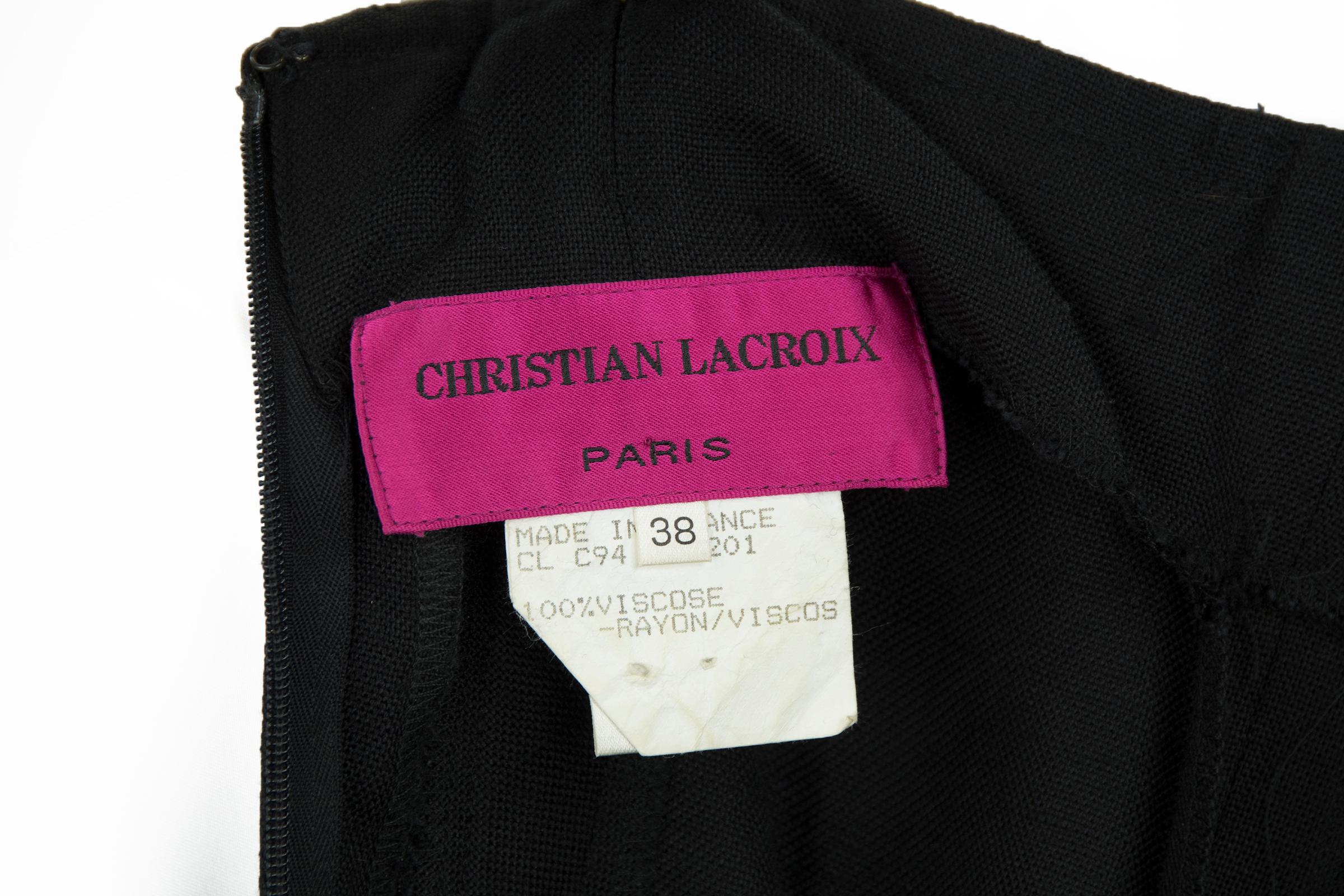 Christian Lacroix Black Dress with Gold Hardware - Size FR 38 For Sale 2