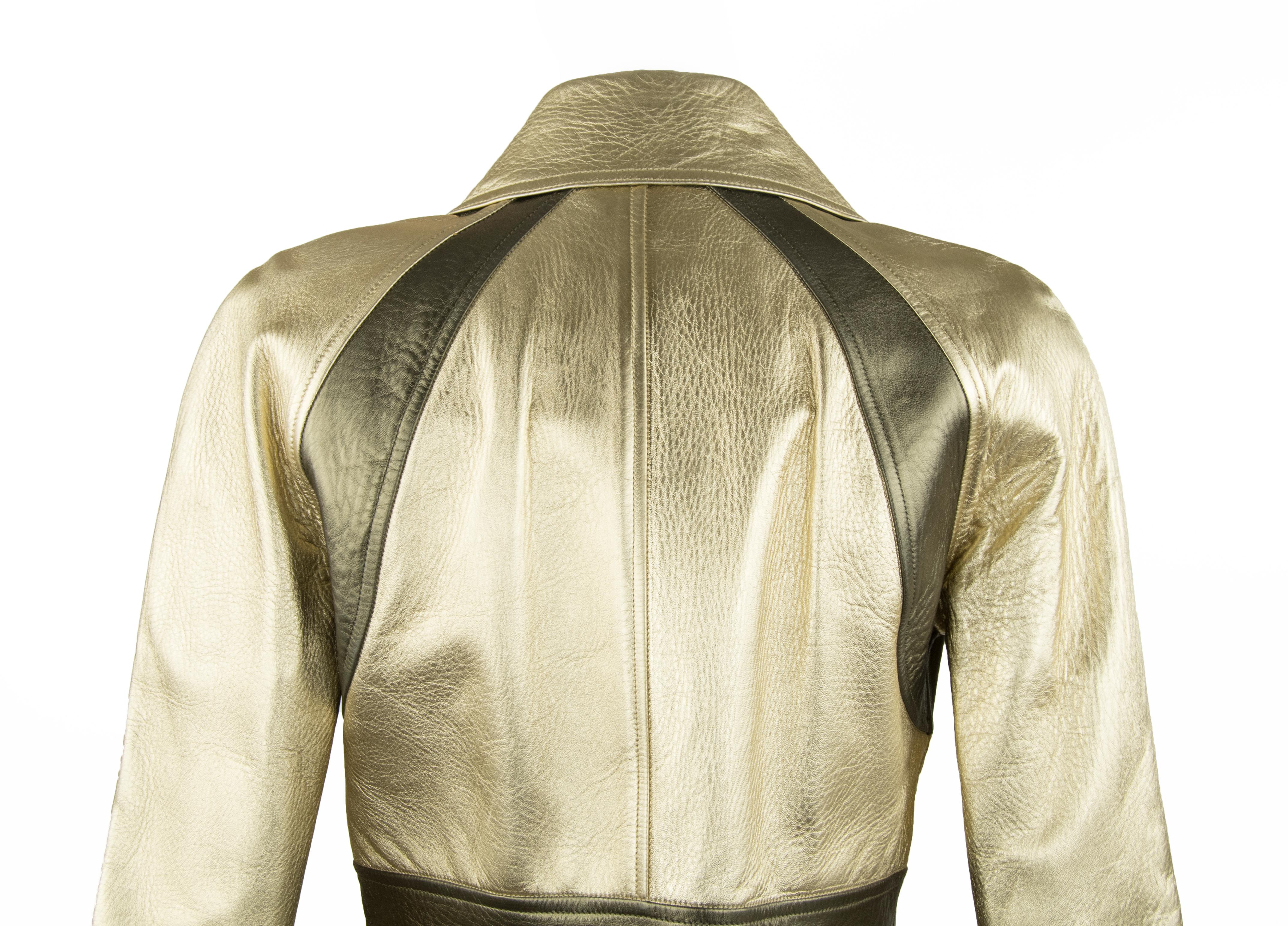 Gucci by Tom Ford Gold Leather jacket  In Excellent Condition For Sale In Newport, RI