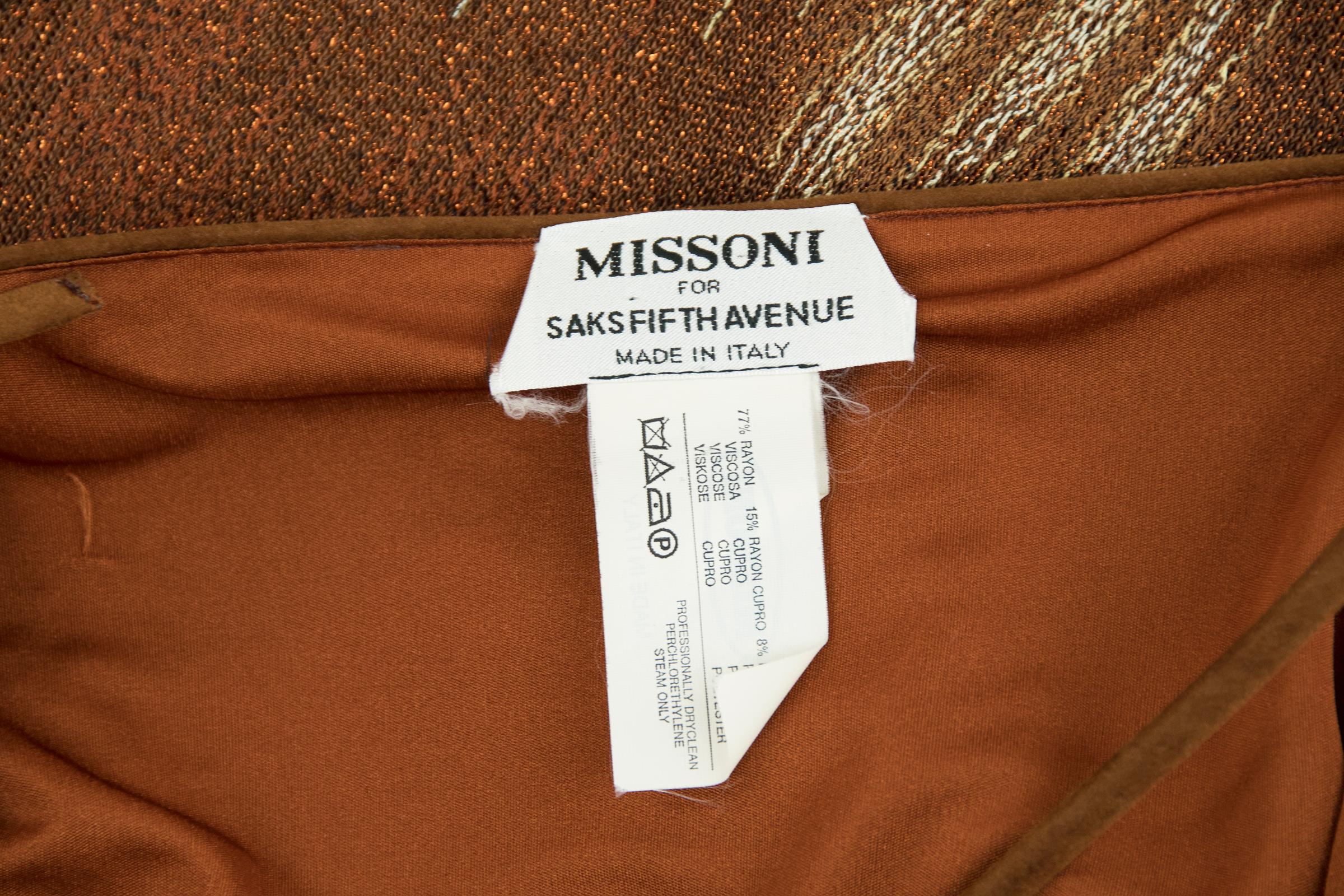 Missoni Vintage Brown Bronze and Gold Metallic and Sequin Dress  For Sale 1