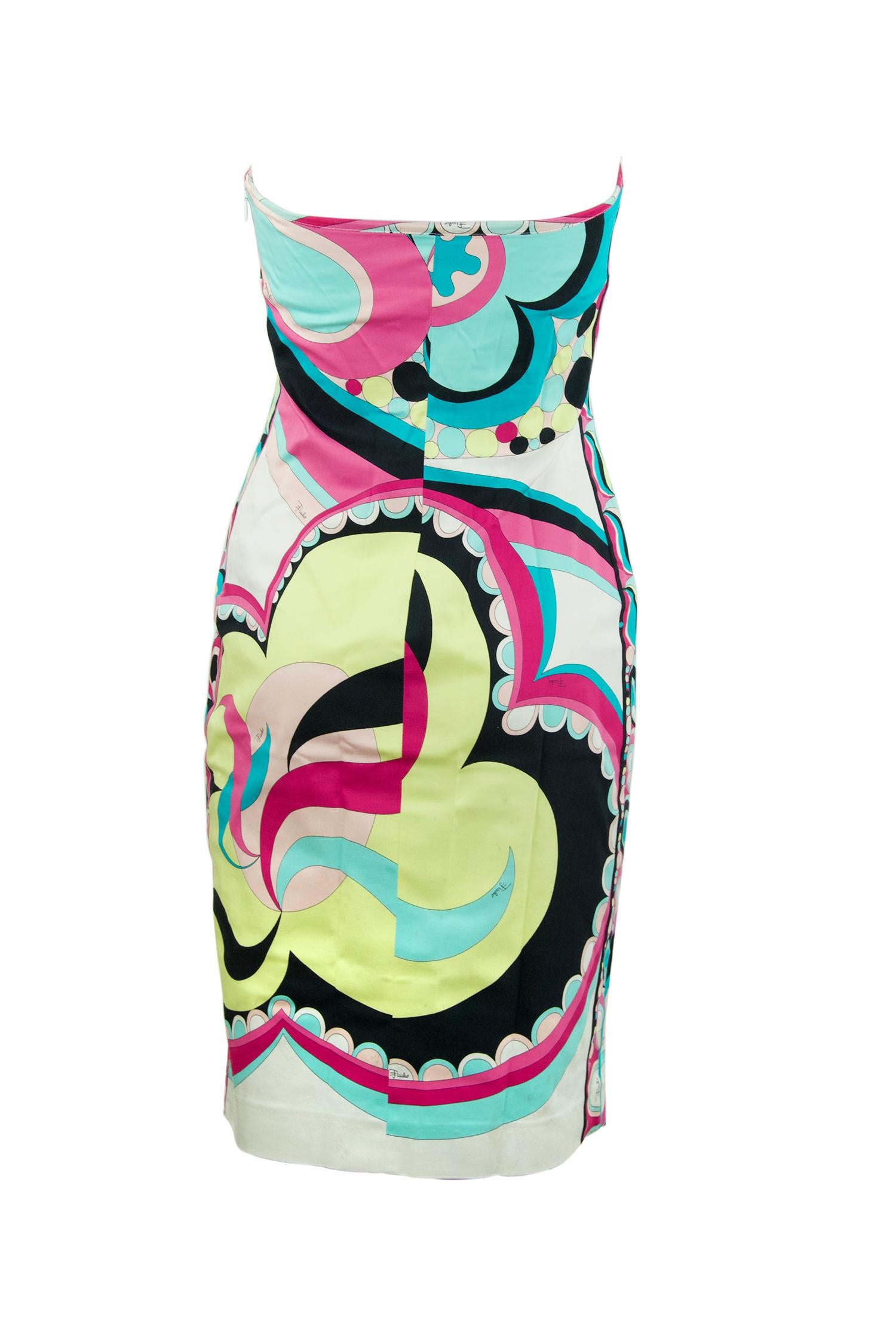 Gray Pucci Multicolored Printed Strapless Dress - Size 6 For Sale