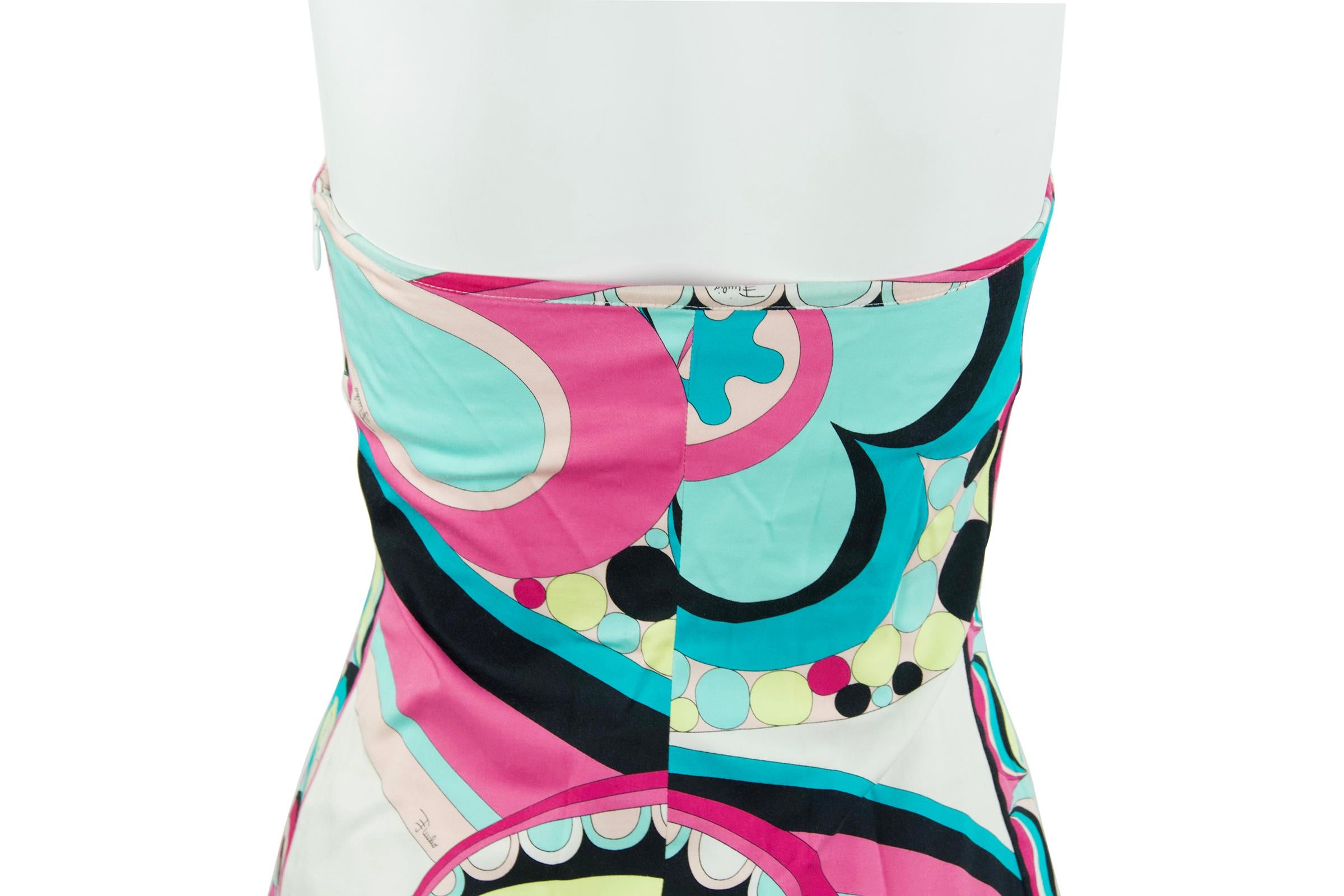 Pucci Multicolored Printed Strapless Dress - Size 6 In Excellent Condition For Sale In Newport, RI