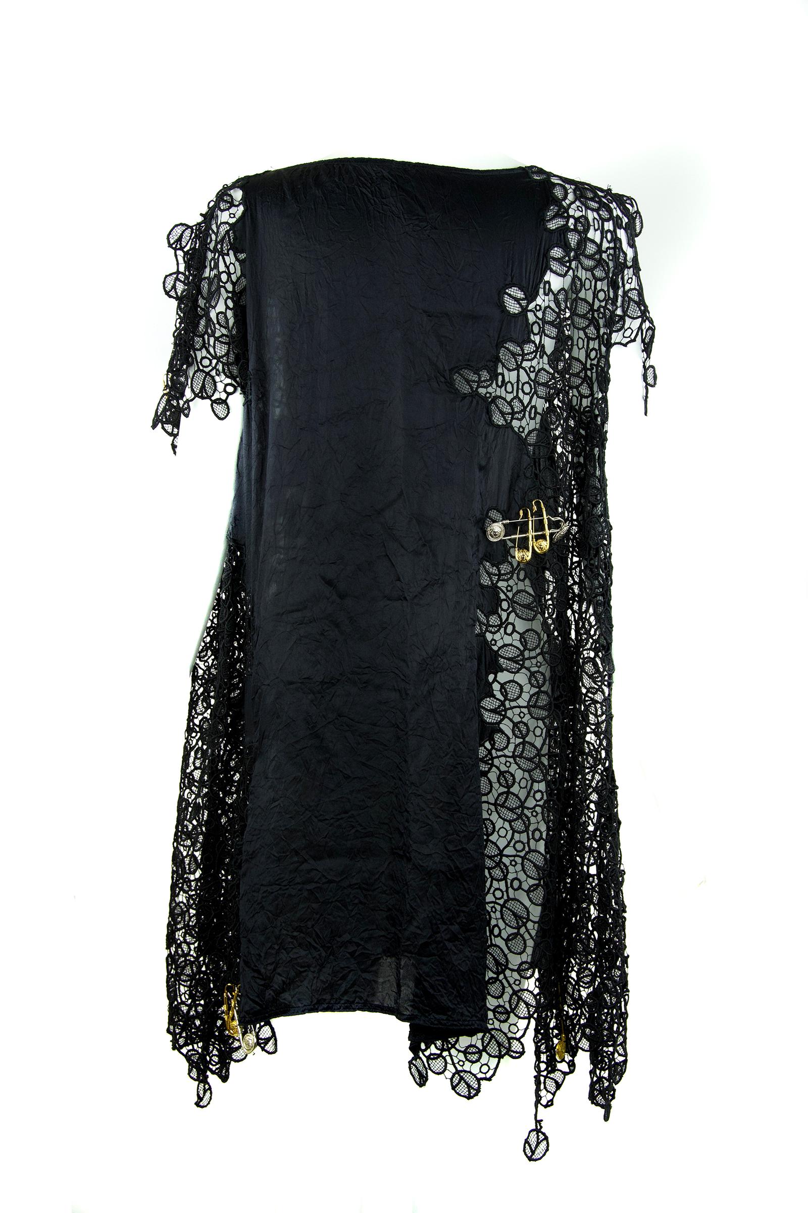 black silk lace dress