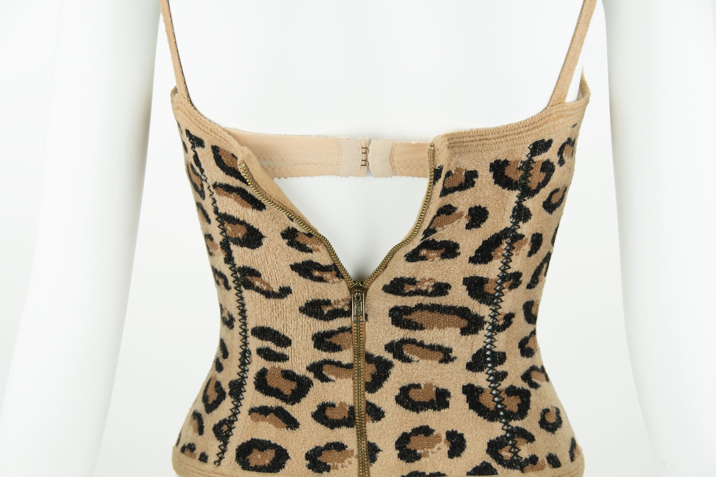 Alaia Vintage Leopard Bustier - Size XS In Excellent Condition In Newport, RI