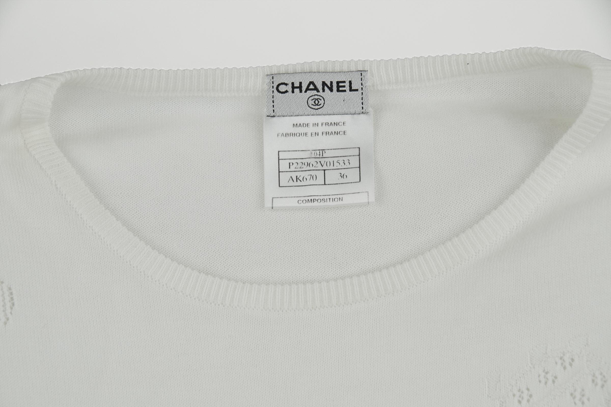 Chanel White Knit Top  For Sale 2