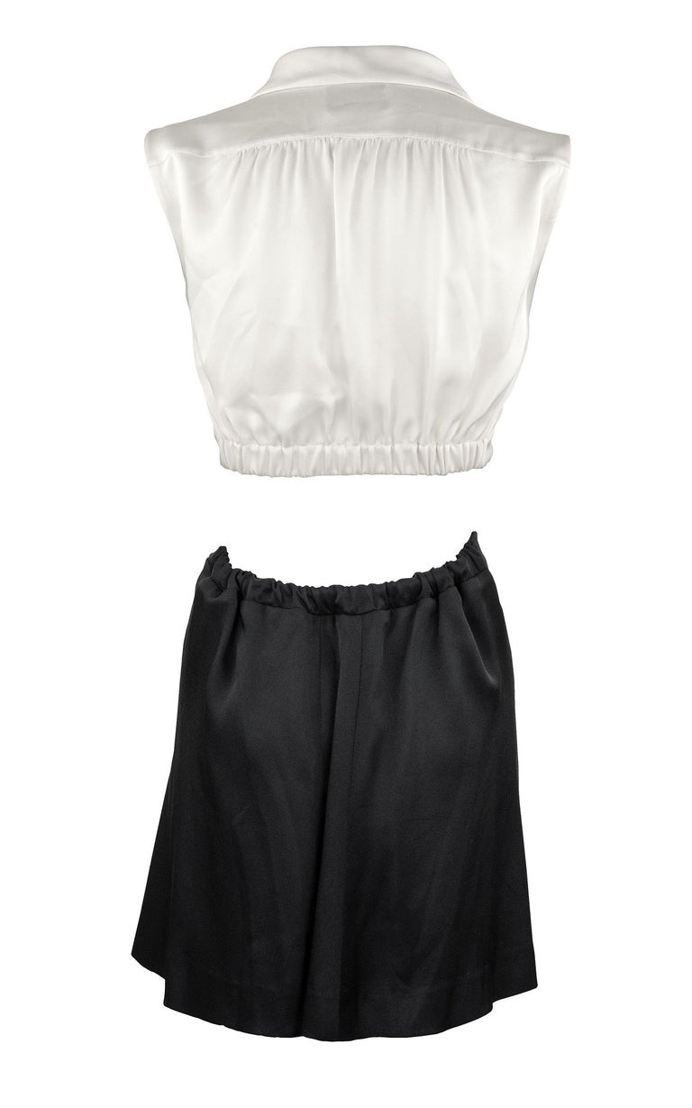 Chanel Vintage Silk Charmeuse Black and White Dress For Sale at 1stDibs ...