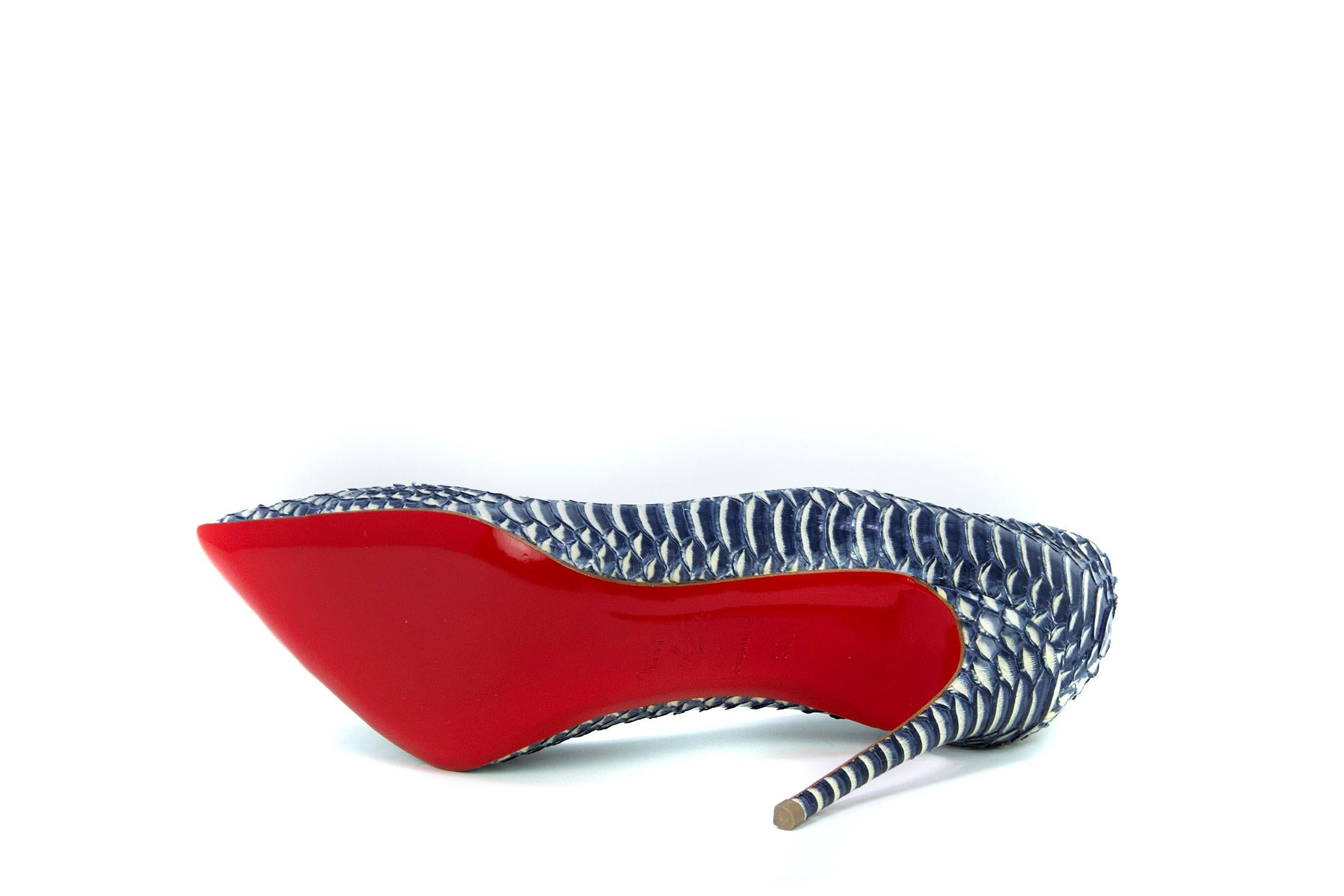 Christian Louboutin Pigalle Follies 120Mm Watersnake Rocaille - Size 36.5 In New Condition For Sale In Newport, RI