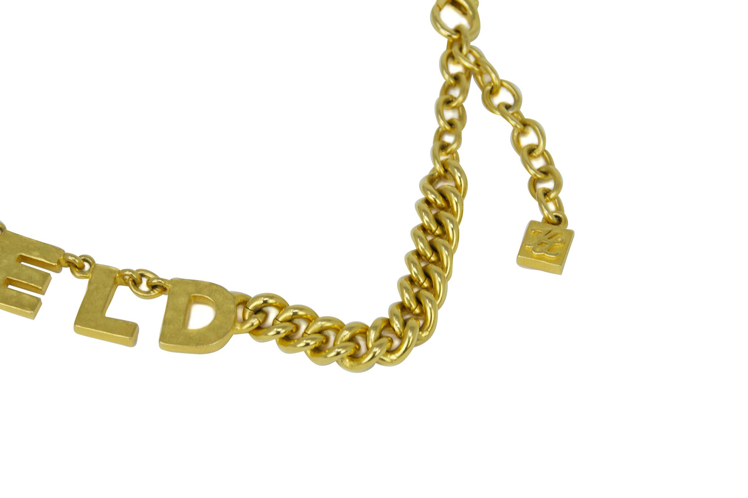 Women's Karl Lagerfeld Gold Logo Necklace For Sale