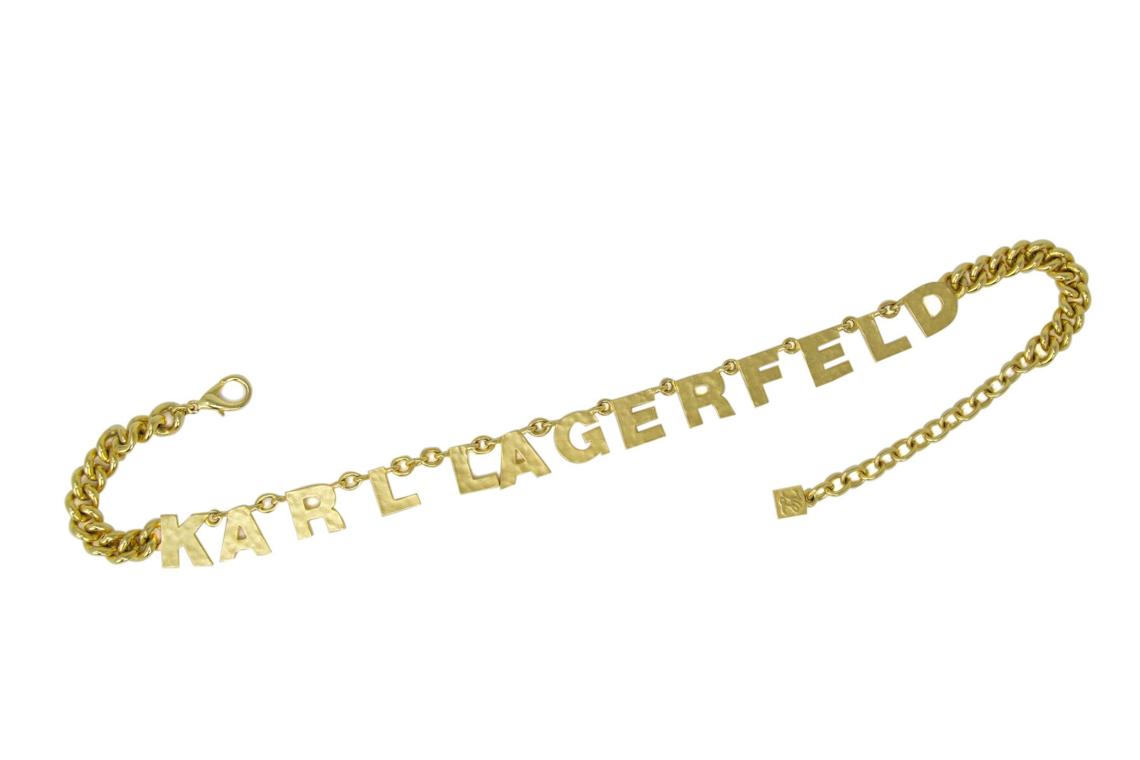 Karl Lagerfeld Gold Logo Necklace For Sale 1