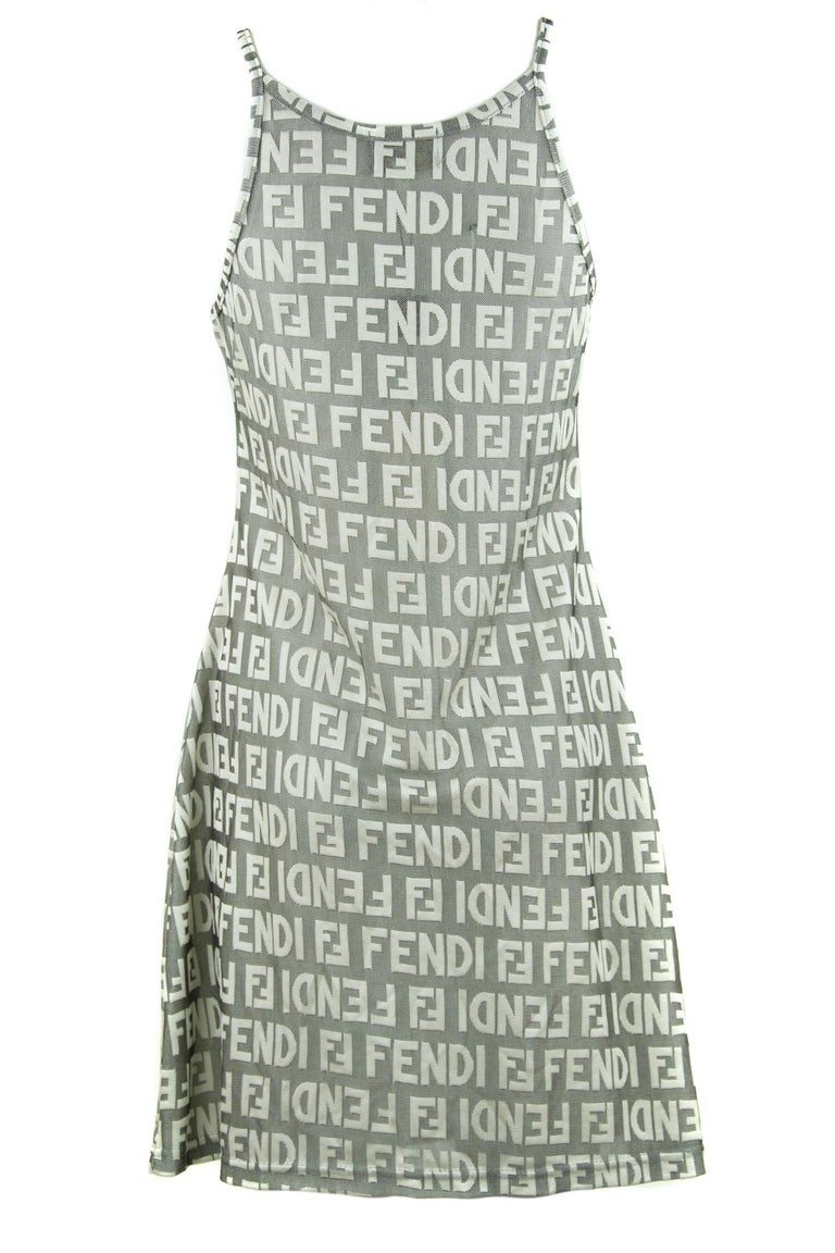 Fendi Gray Logo Dress For Sale at 1stDibs