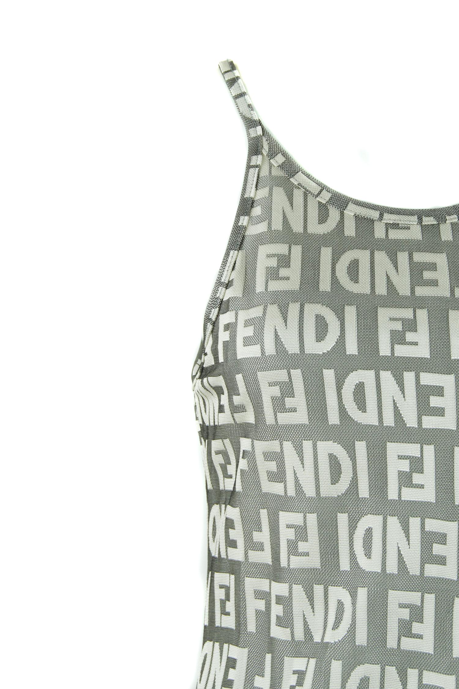 Fendi Gray Logo Dress  For Sale 1