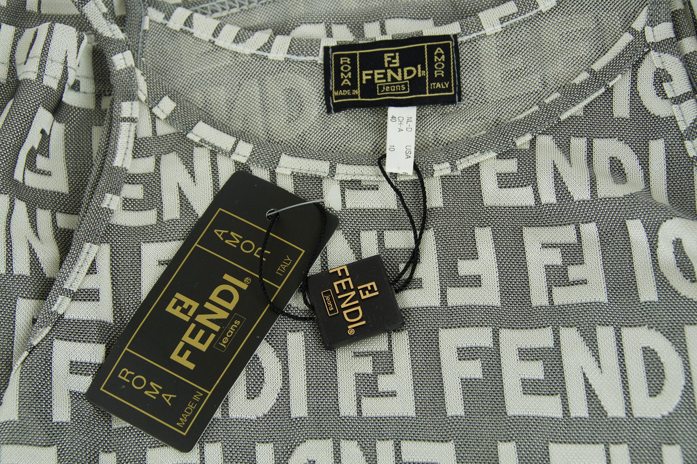 Fendi Gray Logo Dress  For Sale 4