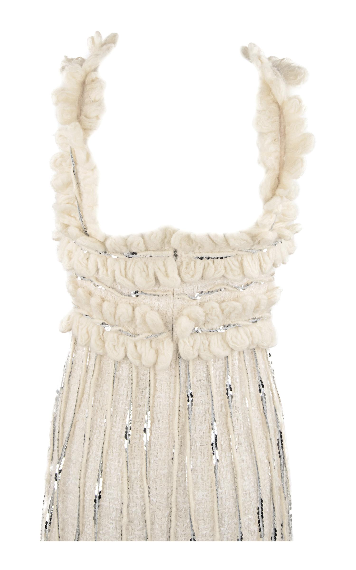 Chanel Elfenbeinfarbenes Kleid mit silbernen Pailletten  im Zustand „Neu“ im Angebot in Newport, RI